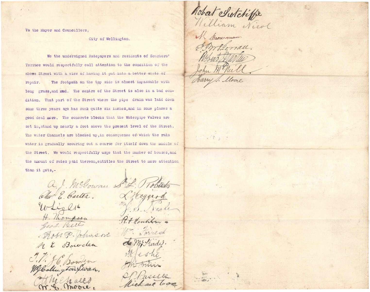 Petition regarding Scarborough Terrace - Charles E Carter and others