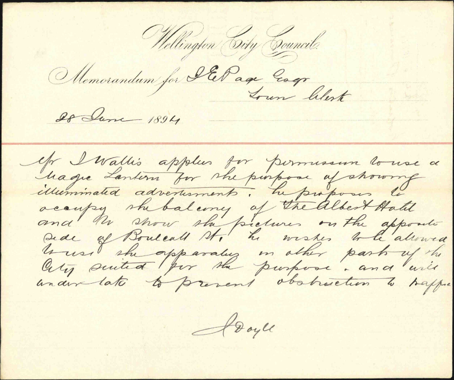 Wallis regarding lime-light advertisements - Inspector of Nuisances