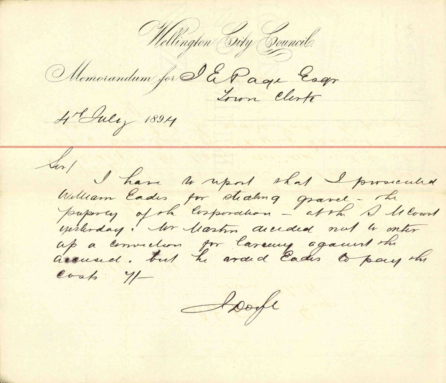 Reporting a prosecution - Inspector of Nuisances