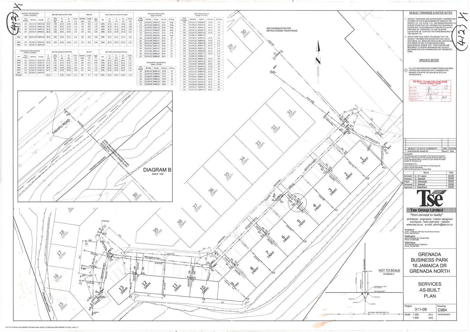 Services as-built plan - Grenada Business Park - 16 Jamaica Drive, Grenada North