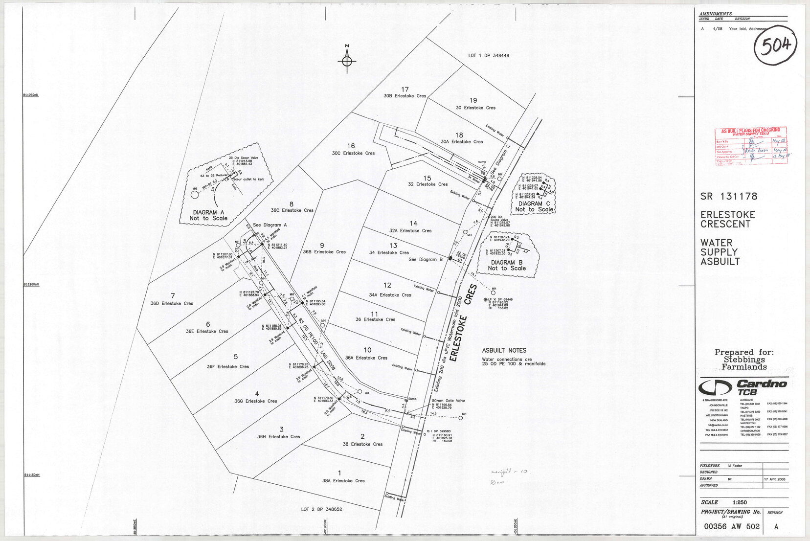 Water supply as-built - Erlestoke Crescent