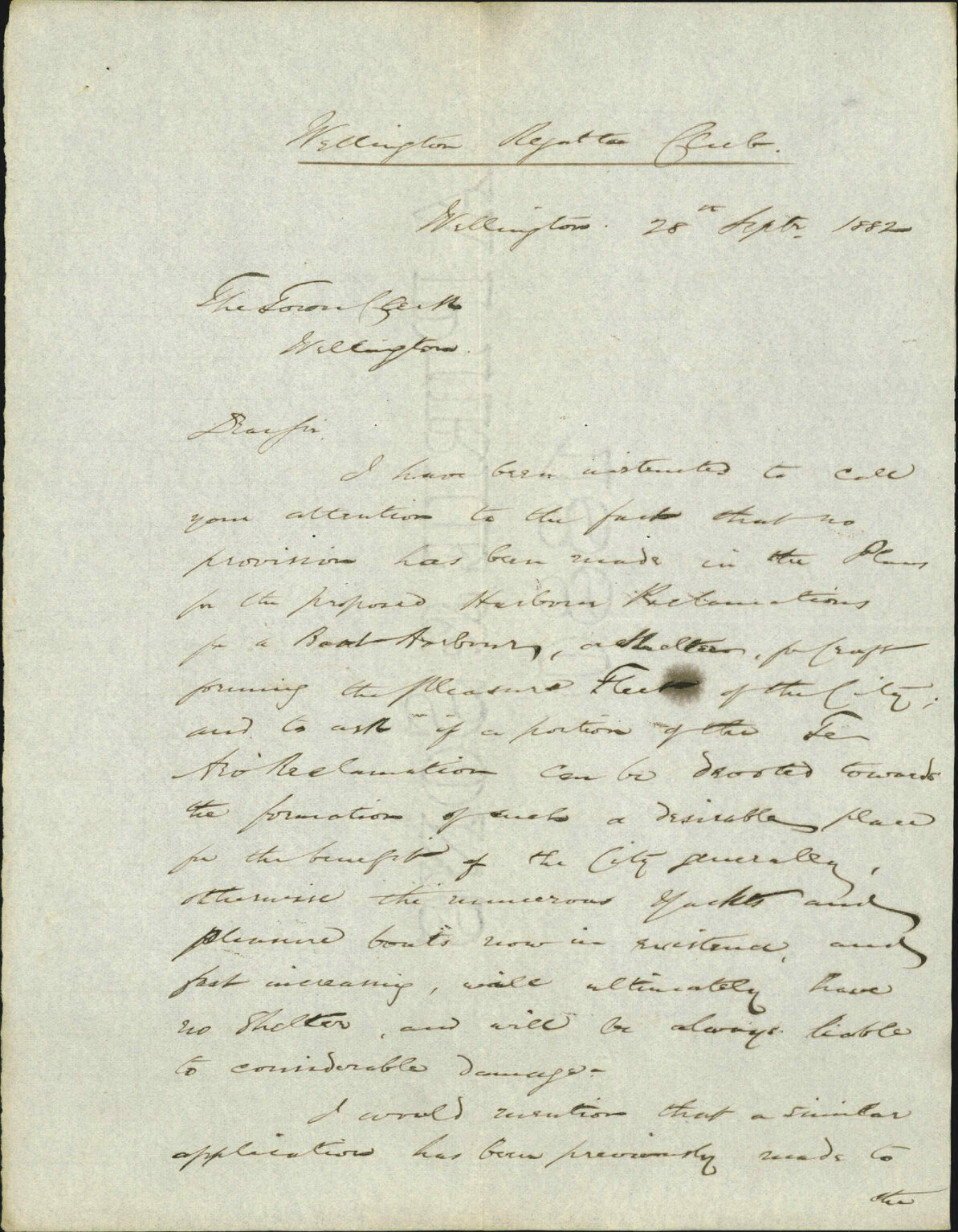 Asking for accommodation for yachts in Te Aro Reclamation - Regatta Club