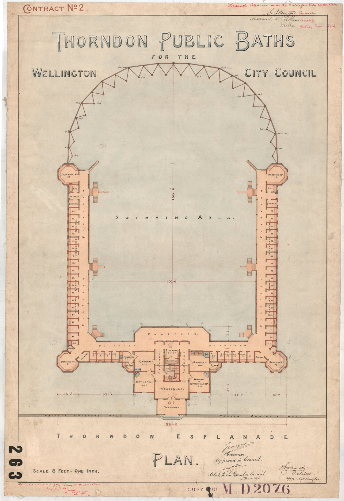 Thorndon Baths, plan