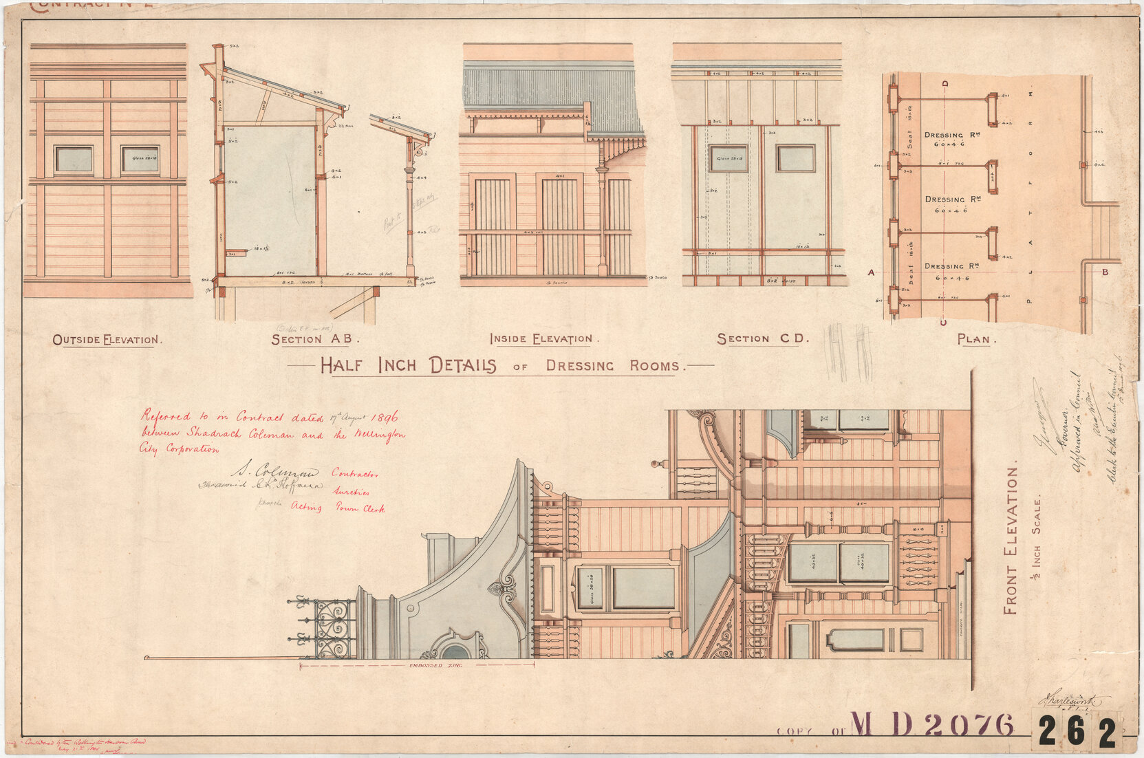 Thorndon Baths, half inch details of dressing rooms