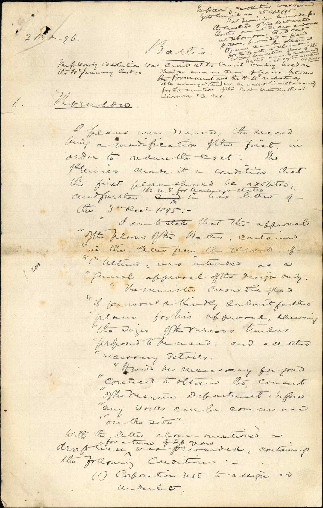 Plans for Baths - J Charlseworth