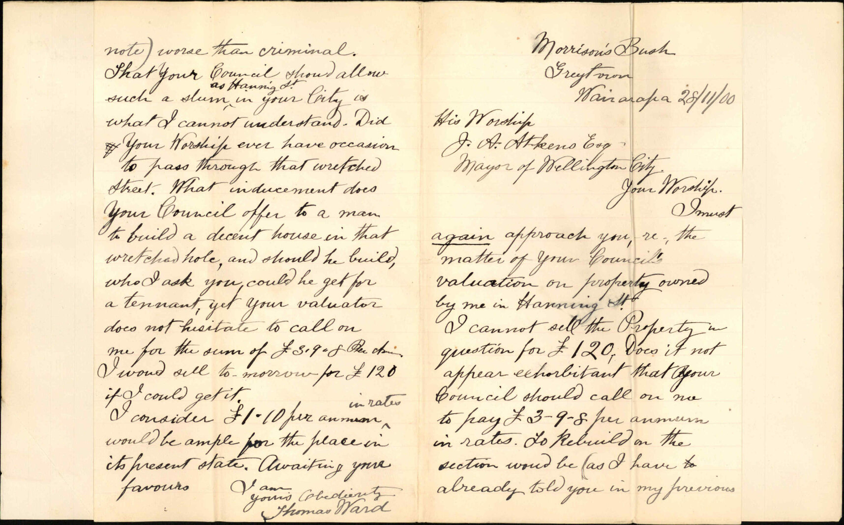 His property at Haining Street - Thomas Ward