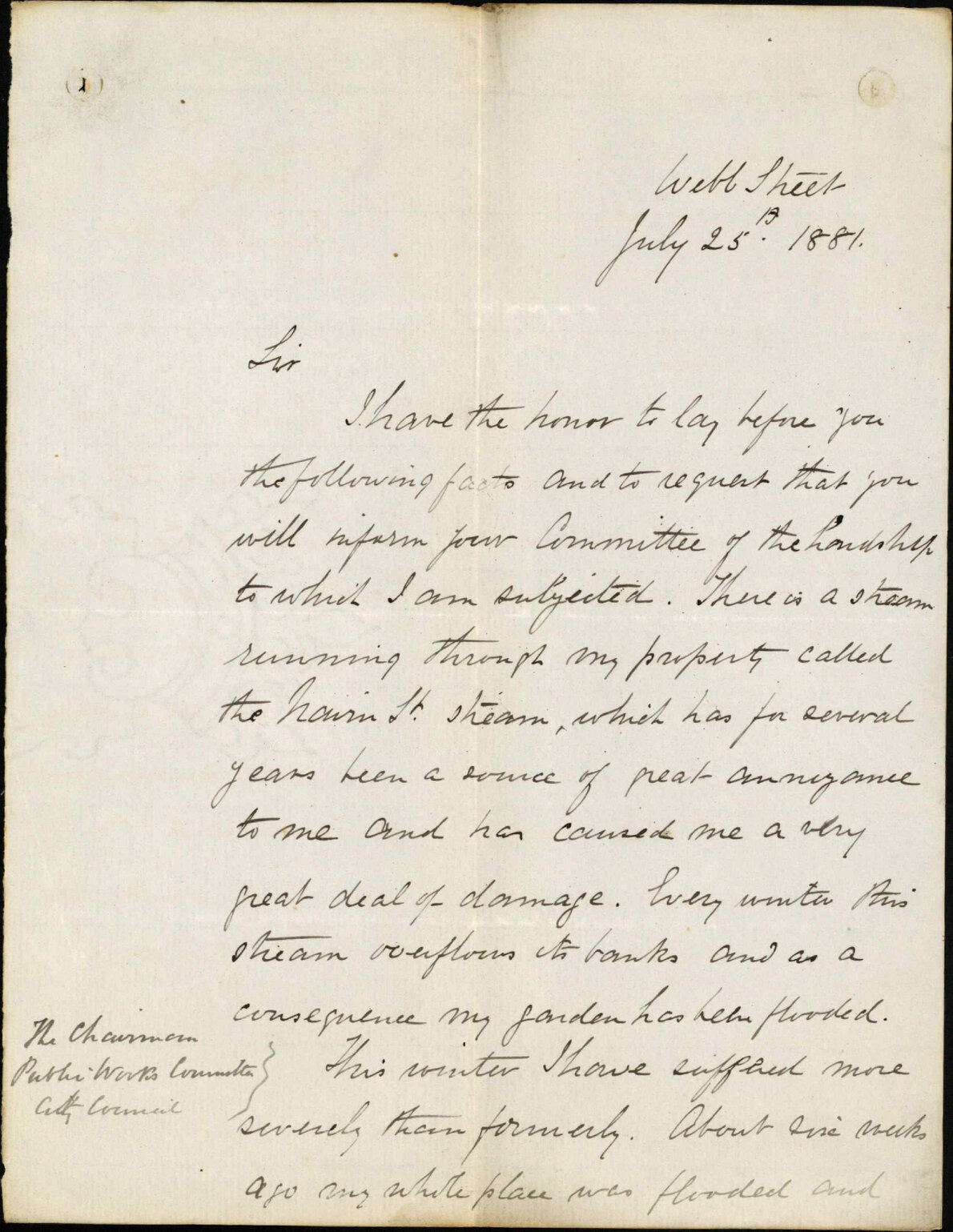 Thomas Ward, complaint as to Nairn Street drain