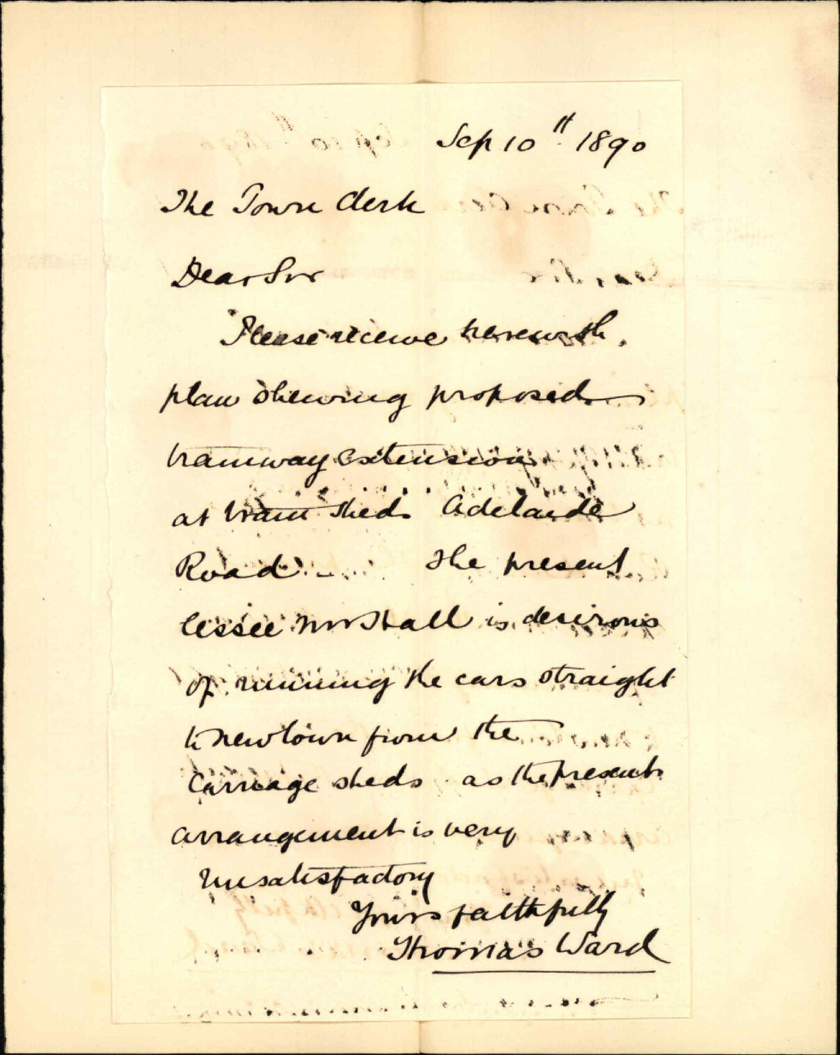 Application for leave to construct loop lines for Tramway Company - Thomas Ward