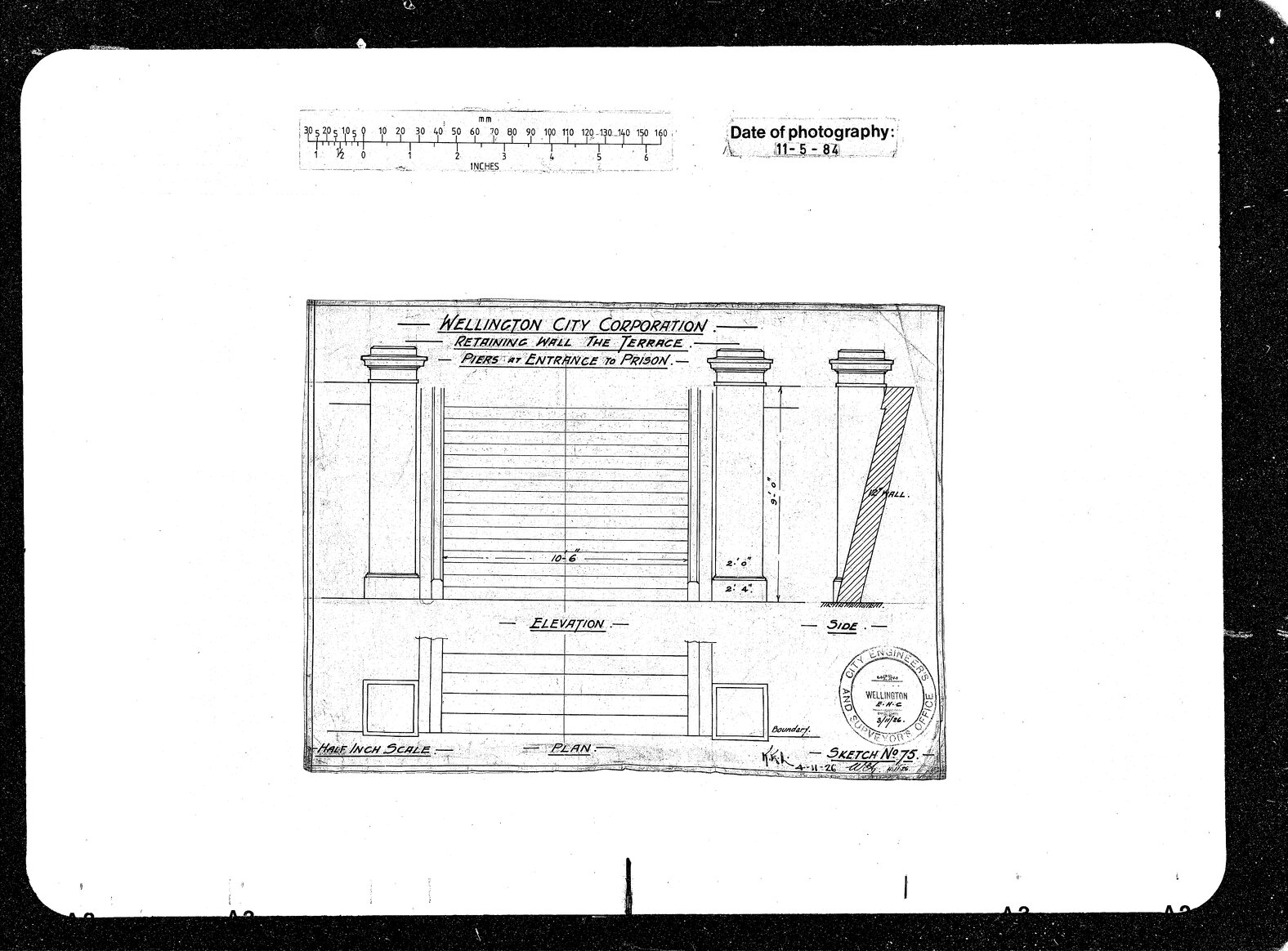 The Terrace, Retaining Wall, Piers at Entrance to Prison