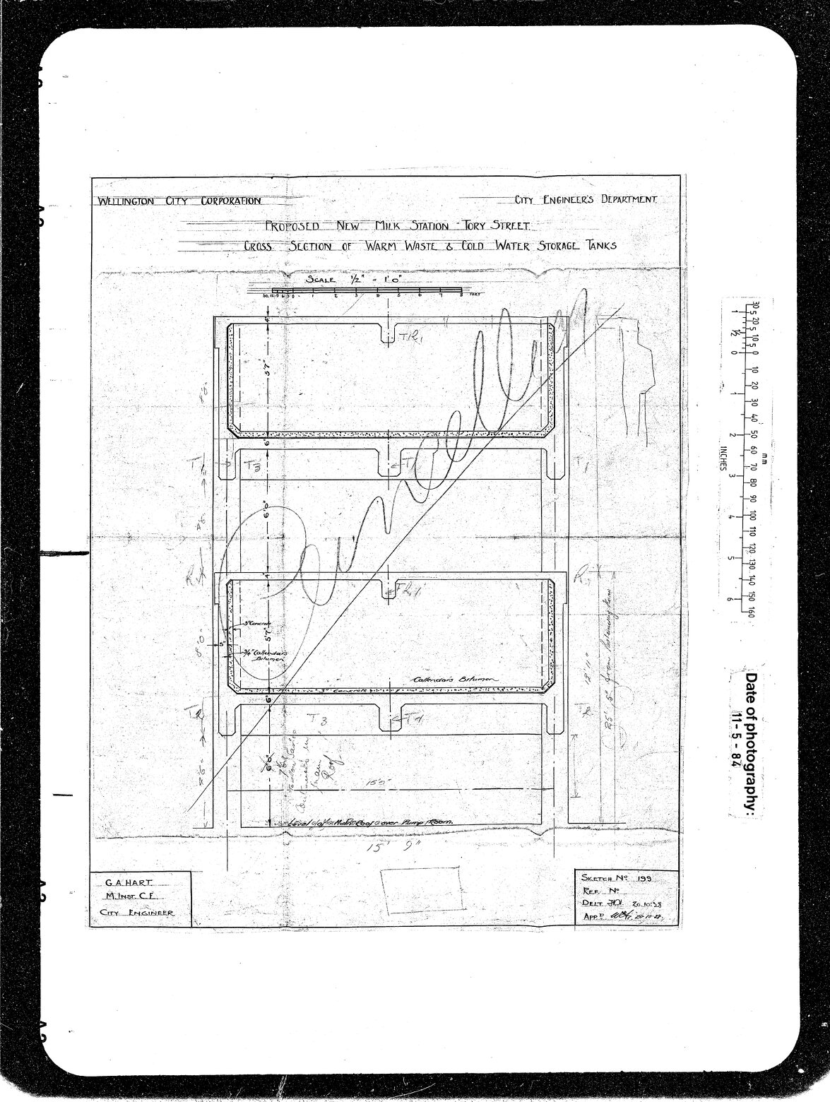 Proposed New Milk Station, Tory Street, Cross Section of Warm Waste &amp; Cold Water Storage Tanks