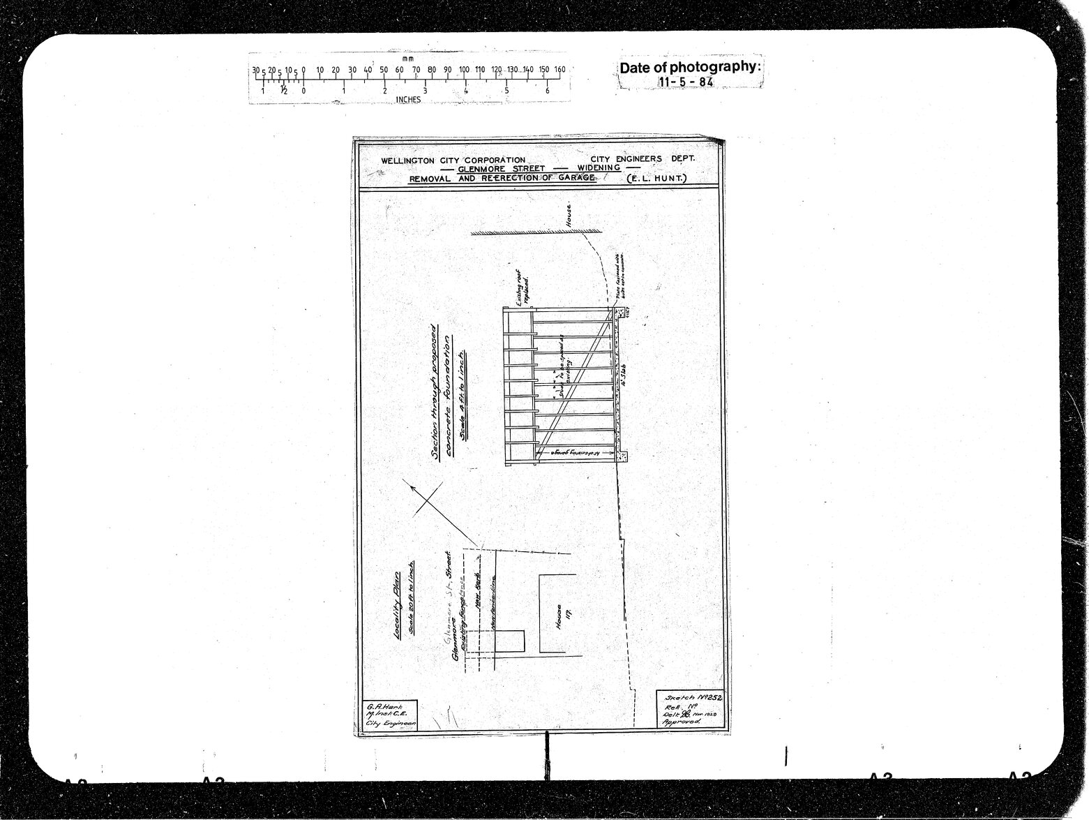 Glenmore Street Widening, Setting Back Garage, Mrs E L Hunt