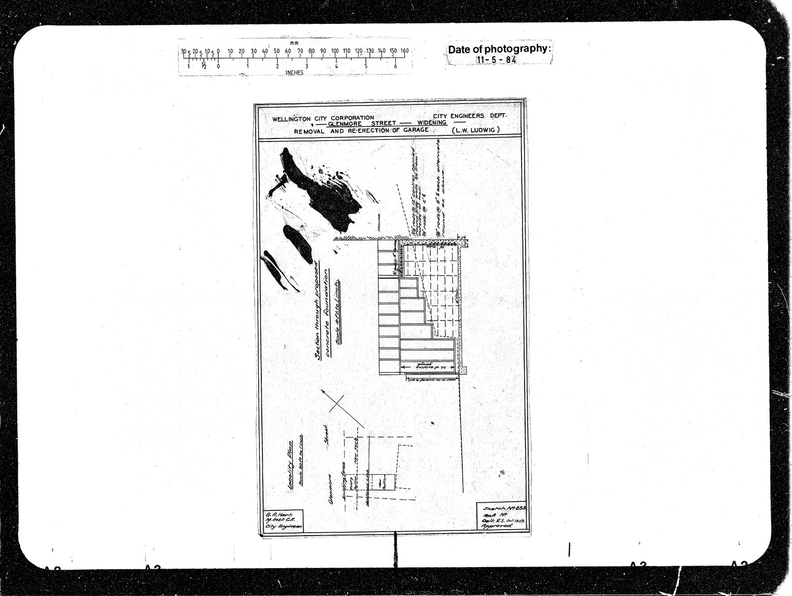 Glenmore Street Widening, Setting Back Garage, L W Ludwig