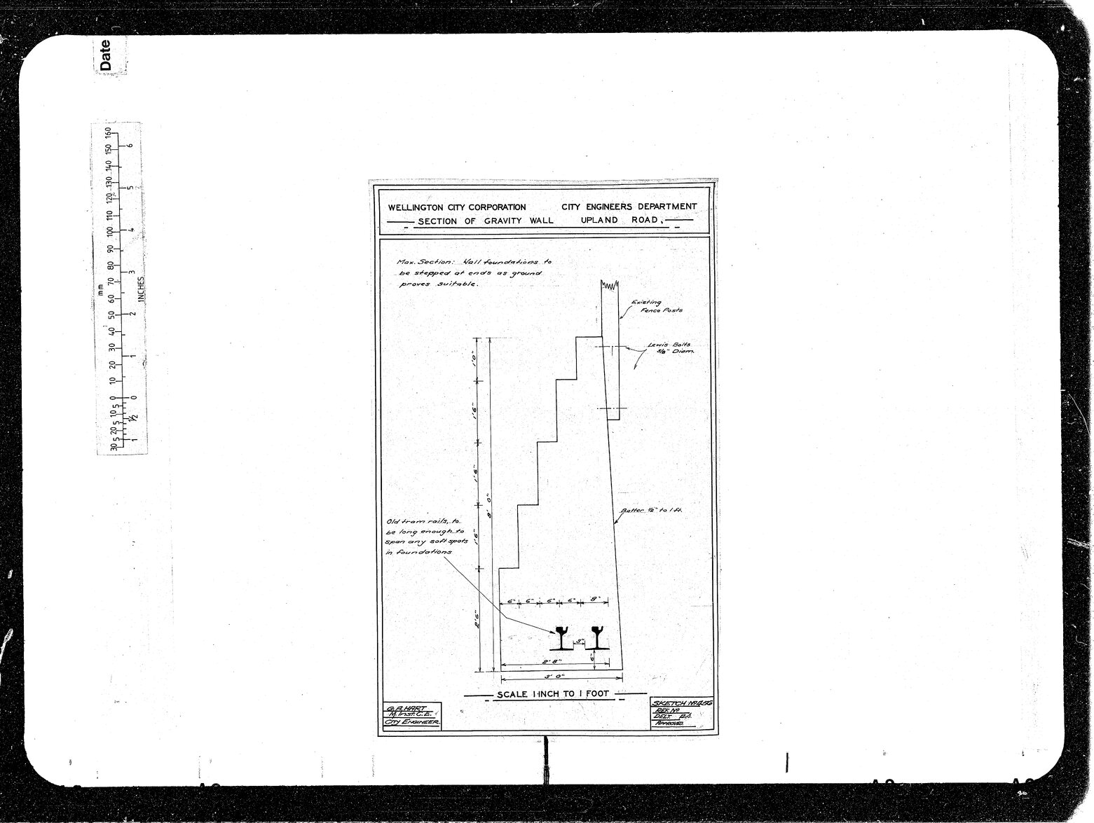 Upland Road, Section of Gravity Wall