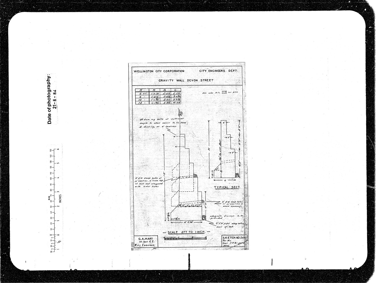 Devon Street, Gravity Wall Sections