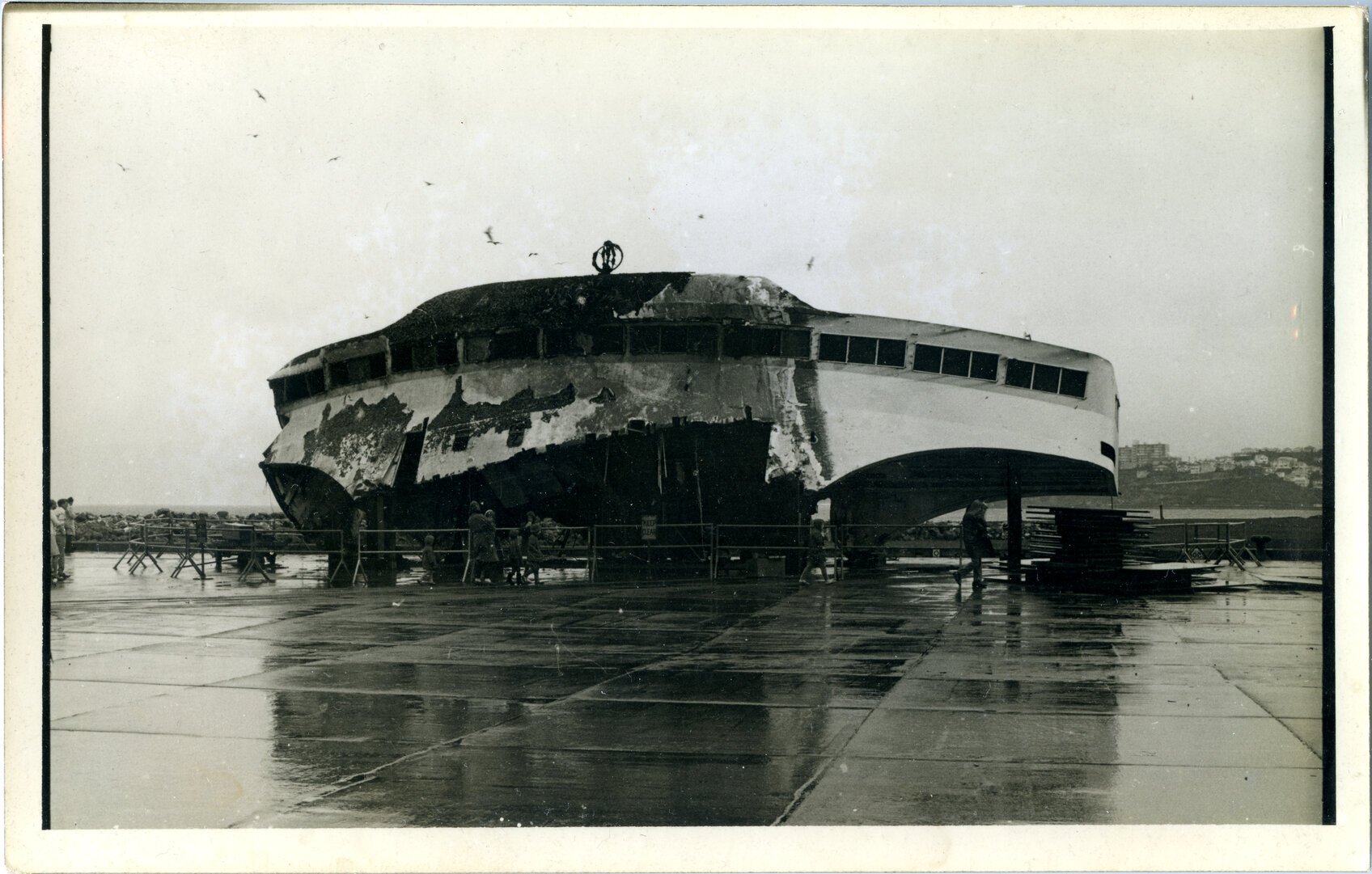 View of portion of TEV Wahine wreckage on Pipitea Wharf