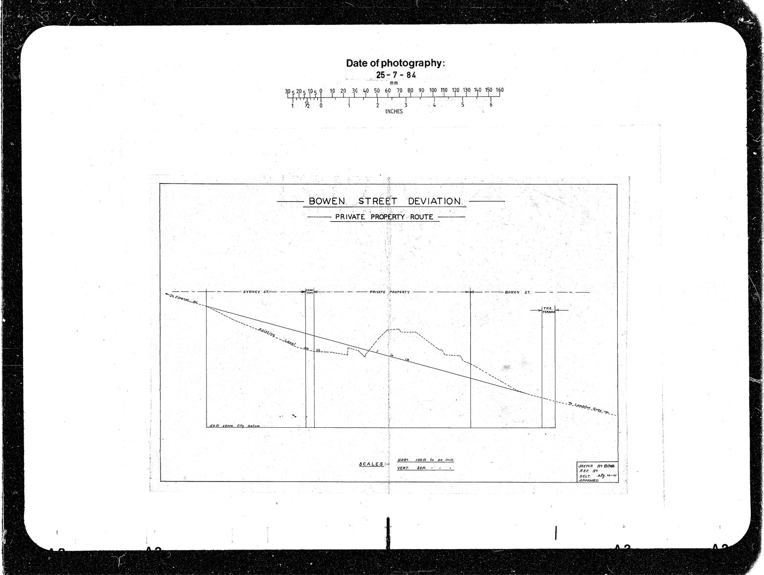 Sydney Street Private Property Route, Longitudinal Section