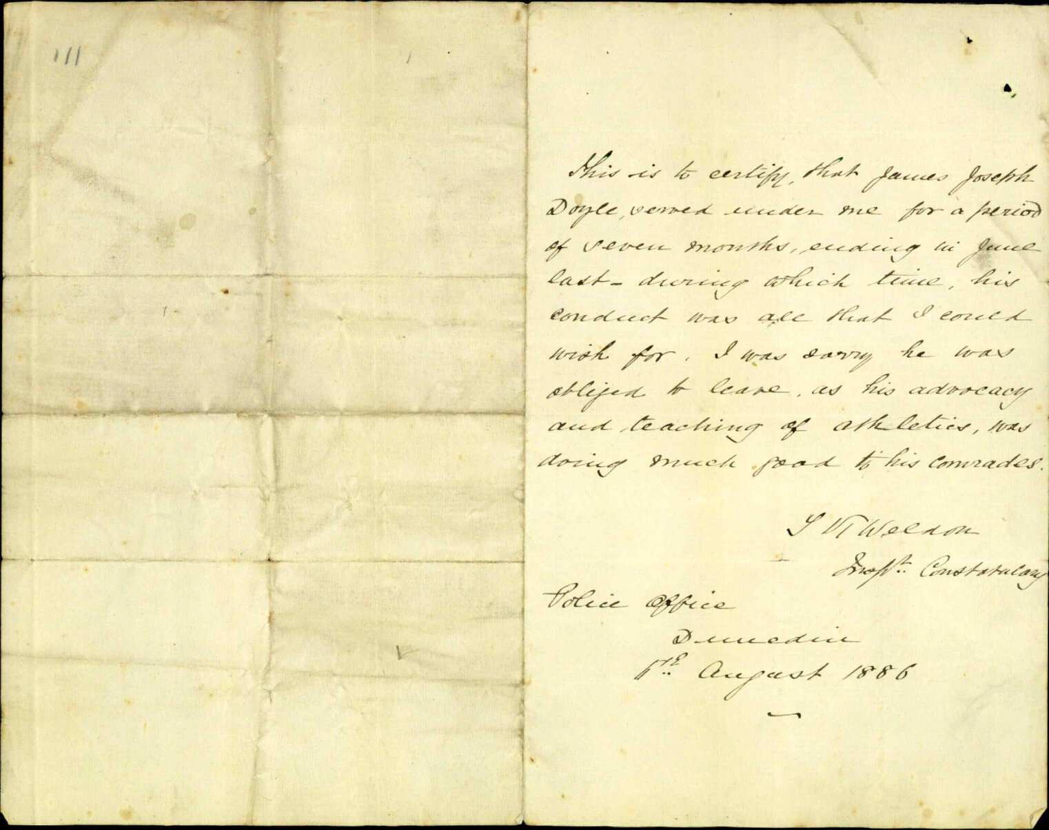 Application for post of Inspector of Nuisances - James Doyle