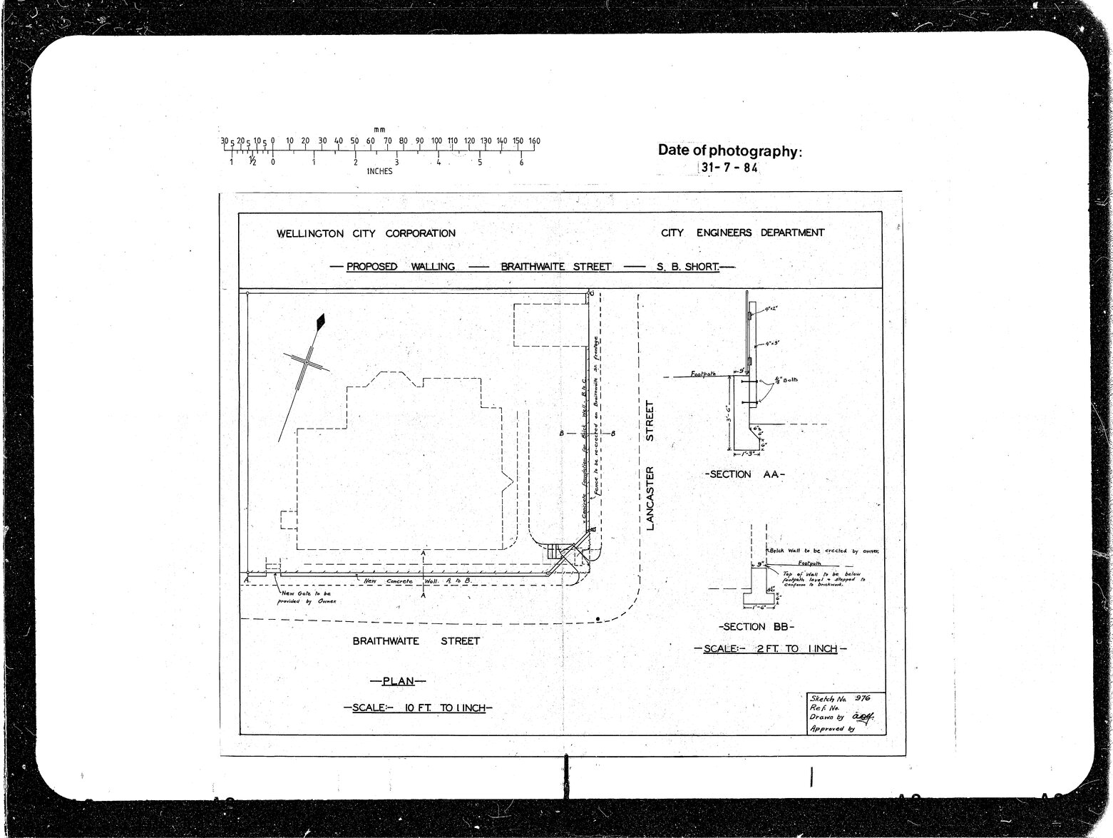 Proposed Walling, Braithwaite Street, S B Short