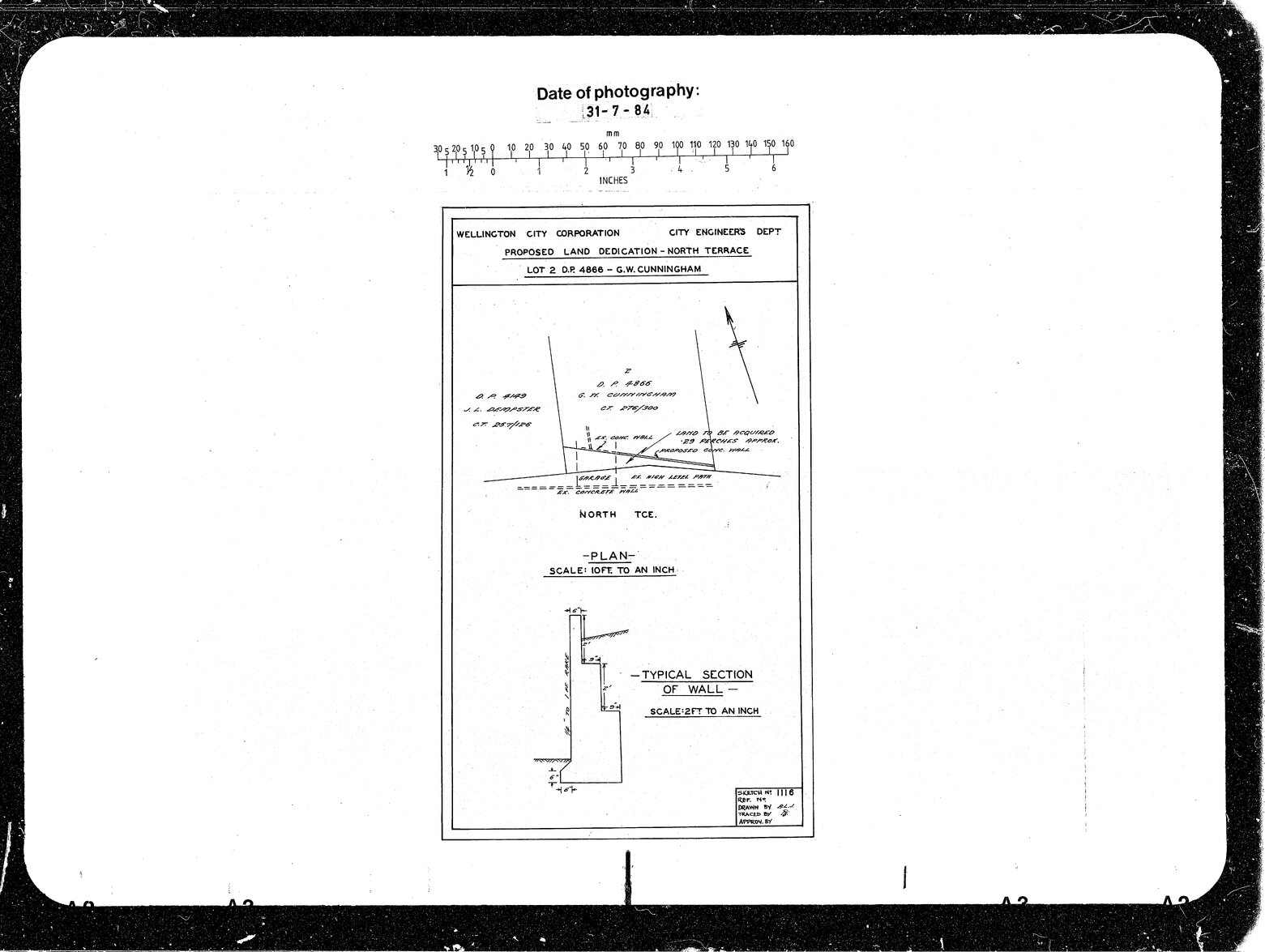 Proposed Land Dedication, North Terrace, Lot 2 DP 4866, G W Cunningham