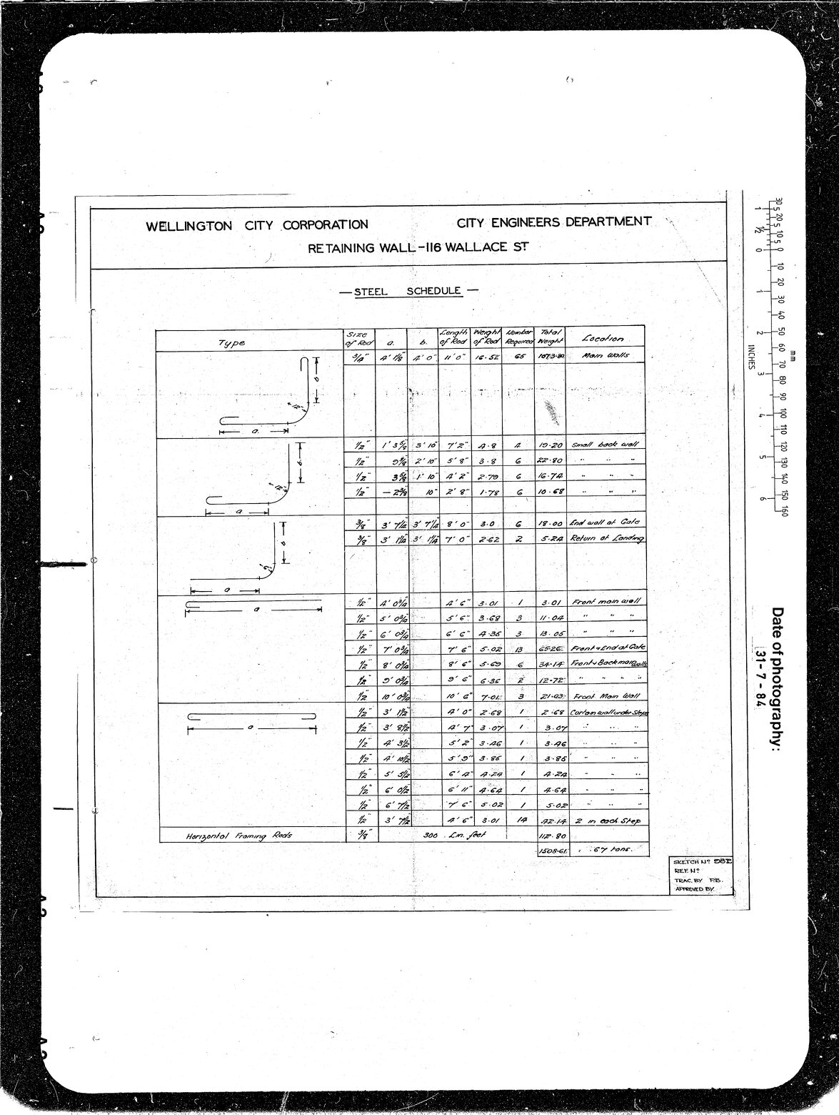 116 Wallace Street, retaining wall, steel schedule