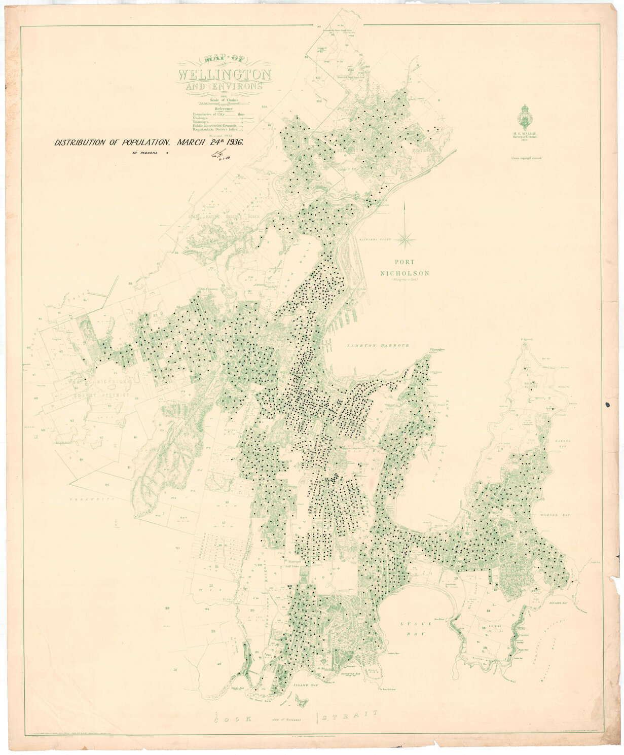 Town Planning Department, Wellington showing distribution of population, 24 March 1936