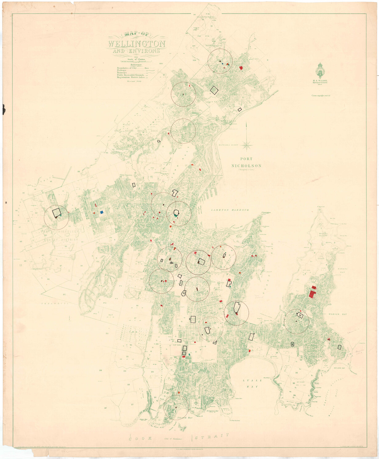 Town Planning Department, Wellington showing distribution of public parks