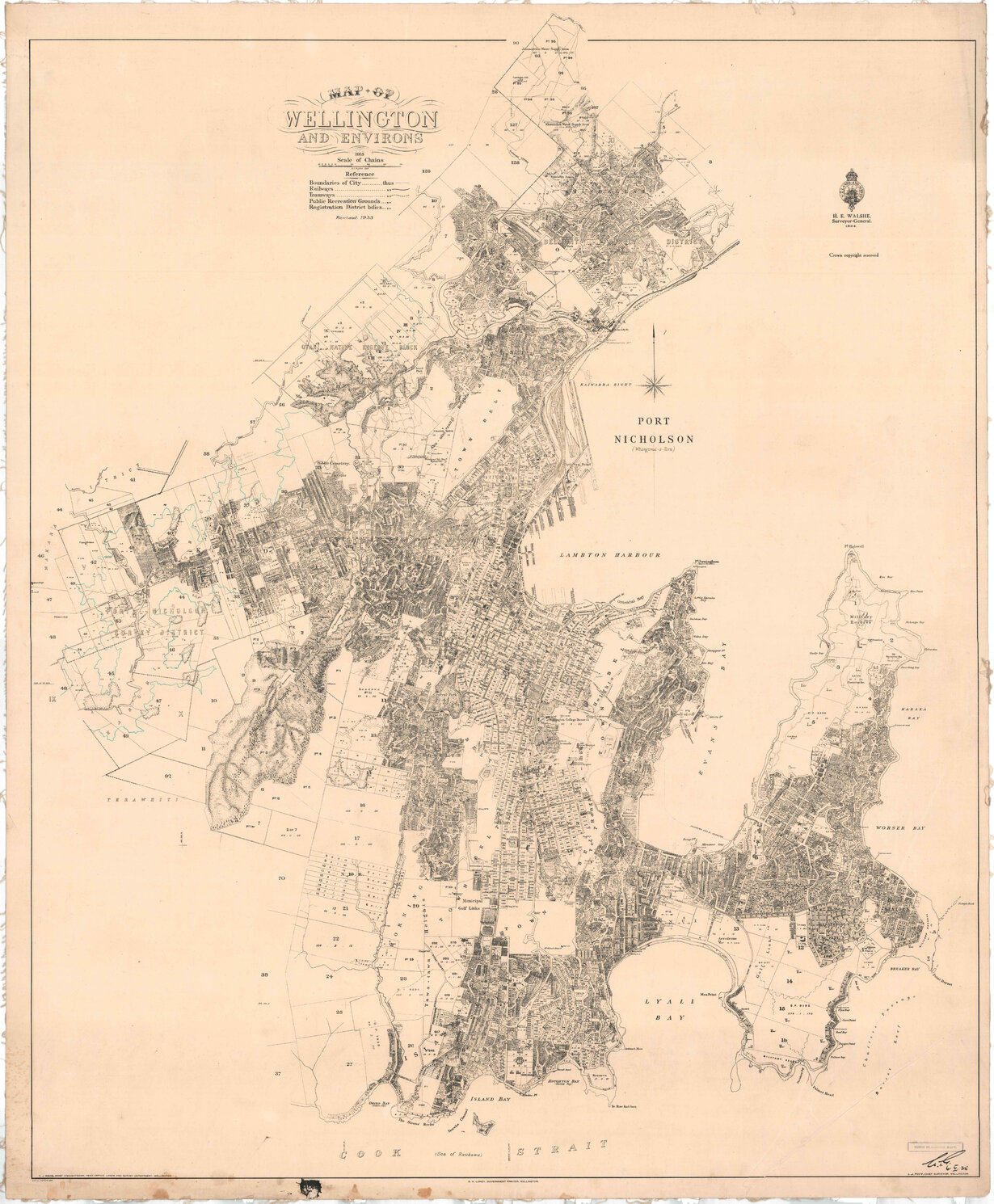 Town Planning Department, Wellington [showing water catchment areas, western suburbs]
