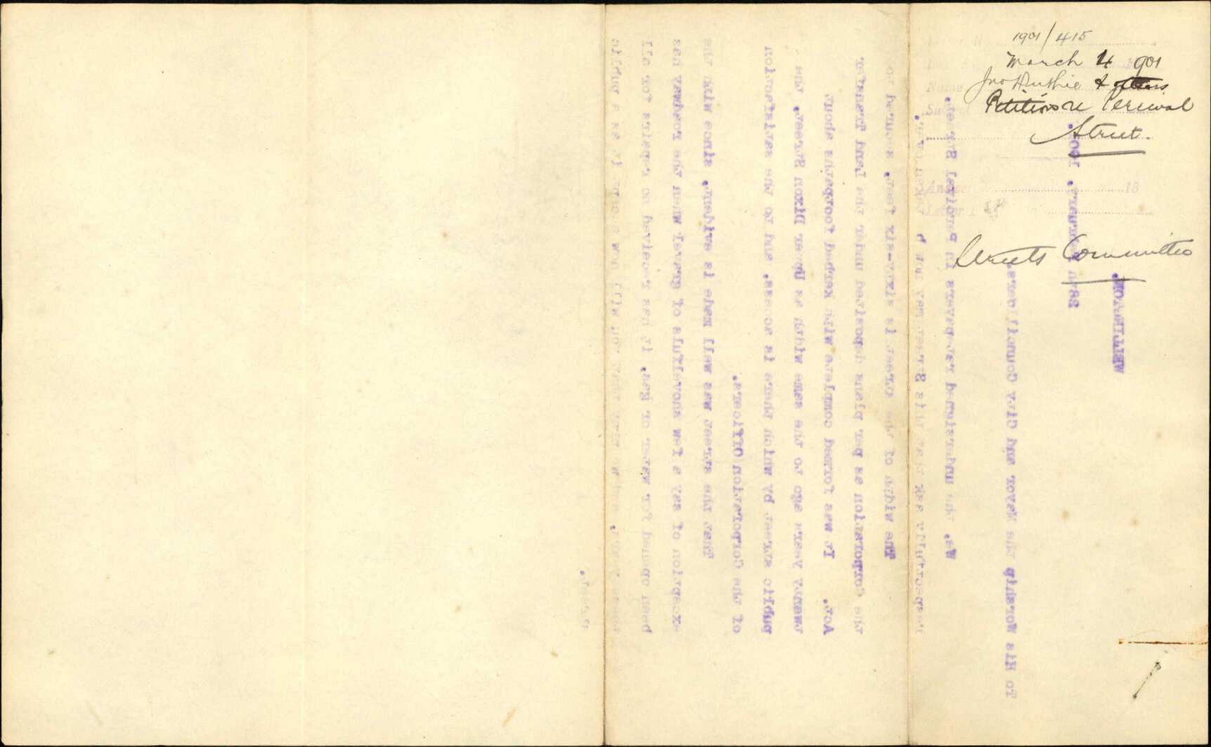 Petition regarding Percival Street - John Duthie and others