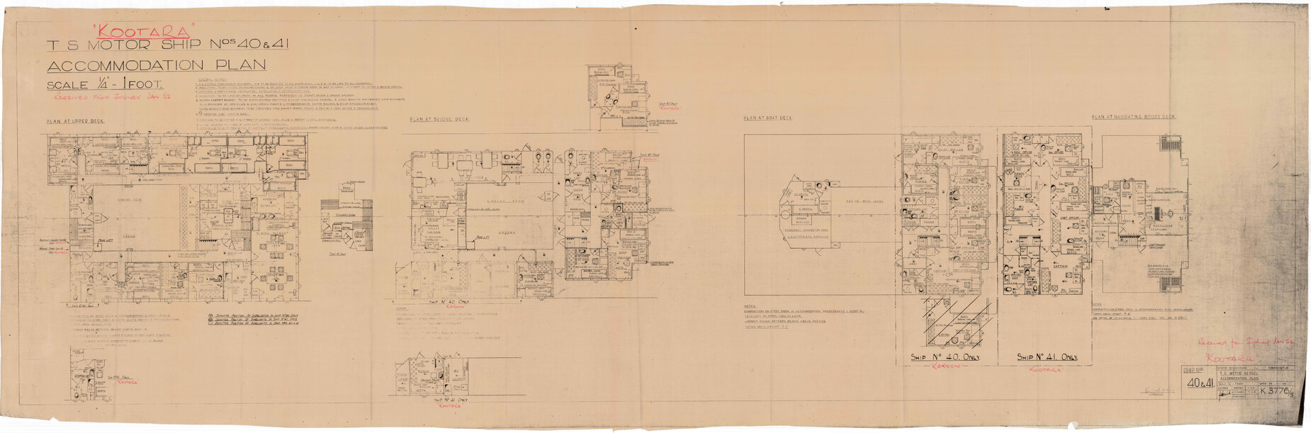 TSMV Kootara, accomodation plan
