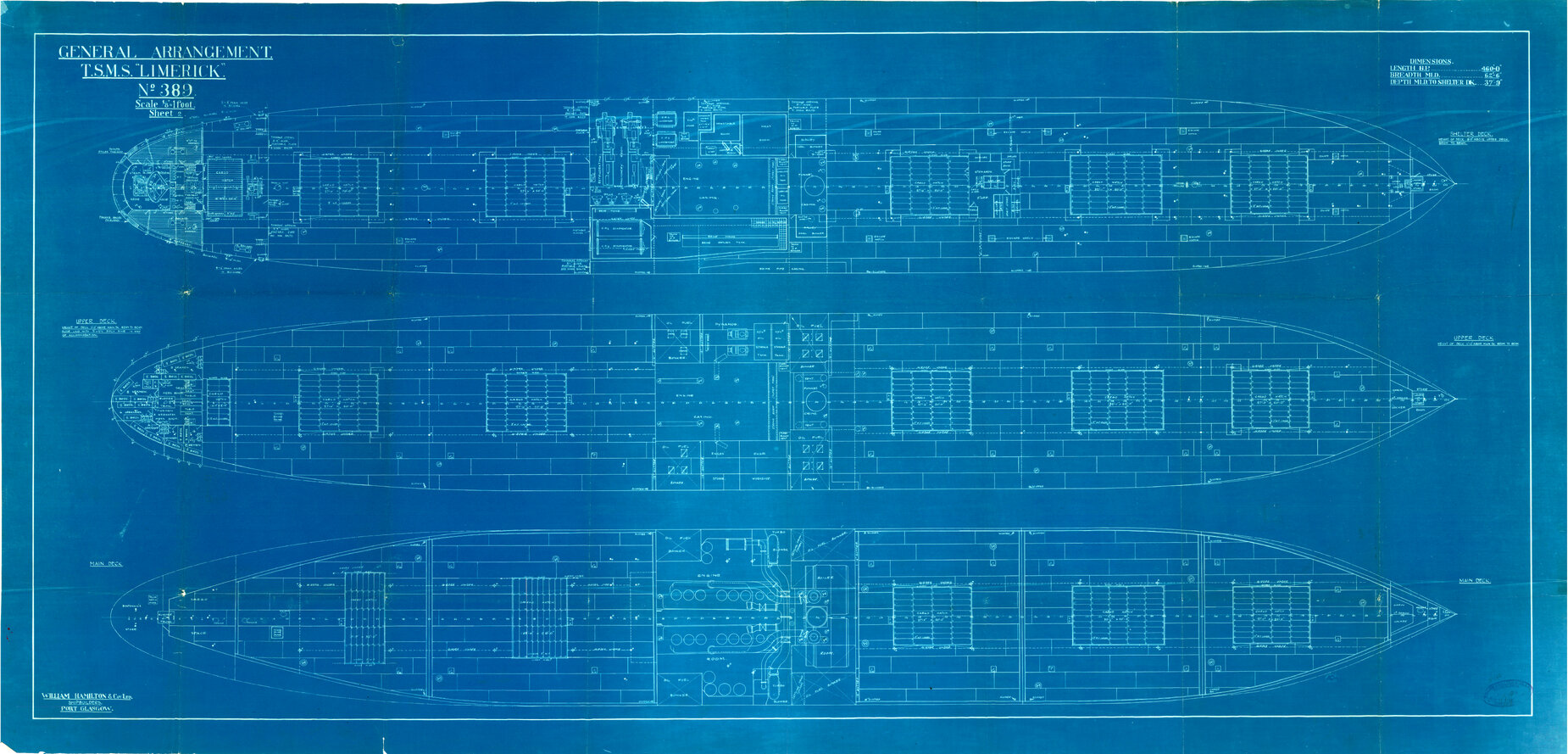 TSMS Limerick, general arrangement Sheet 2 [deck plans]