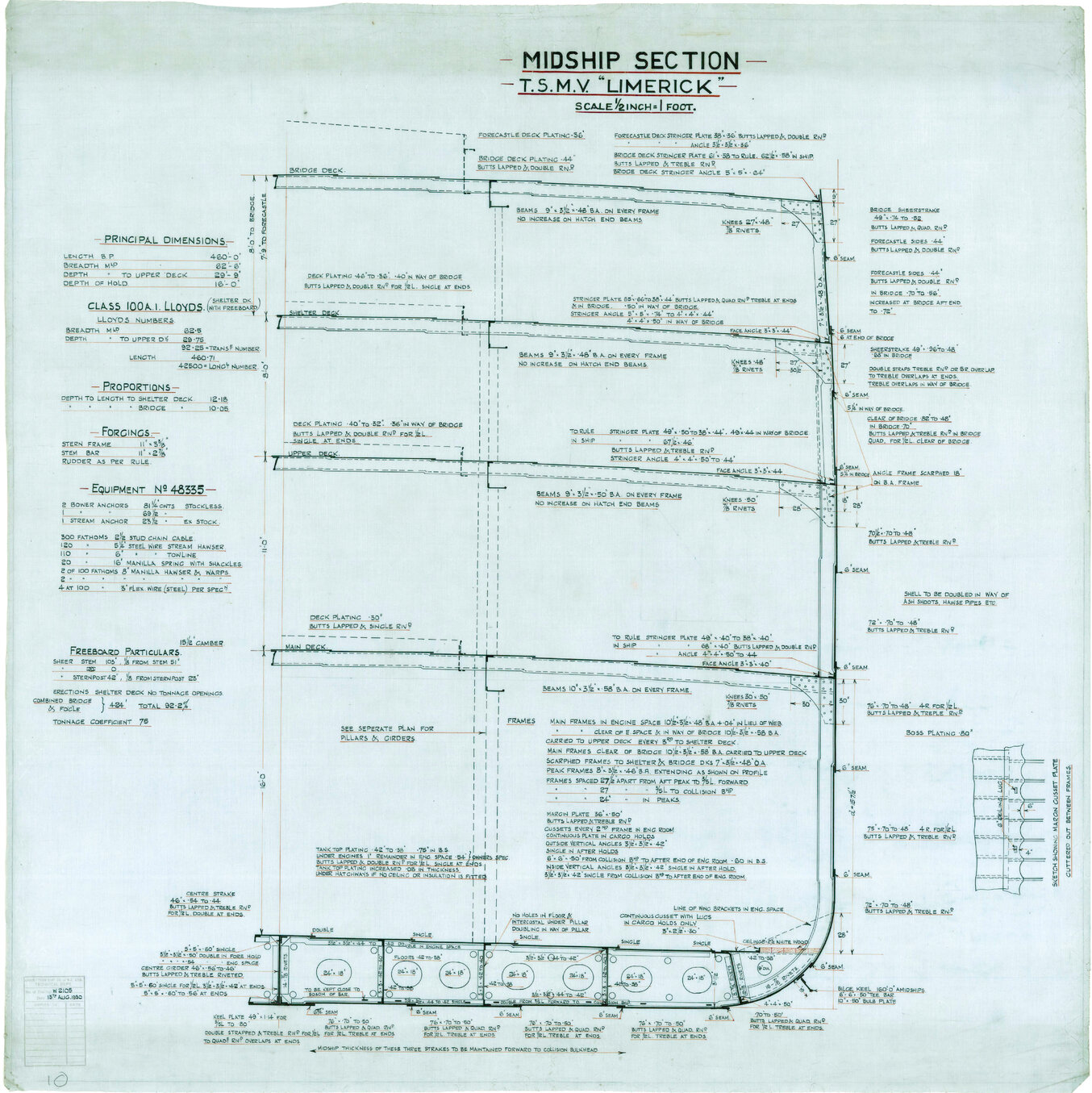 TSMV Limerick, midship section