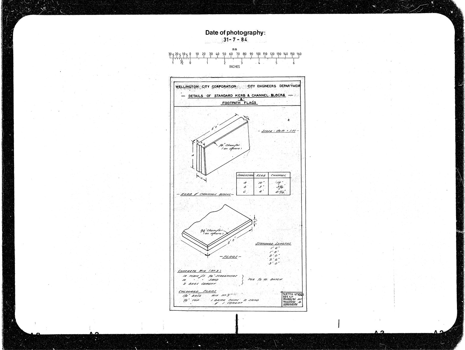 Details of Kerb &amp; Channel Blocks &amp; Footpath Flags