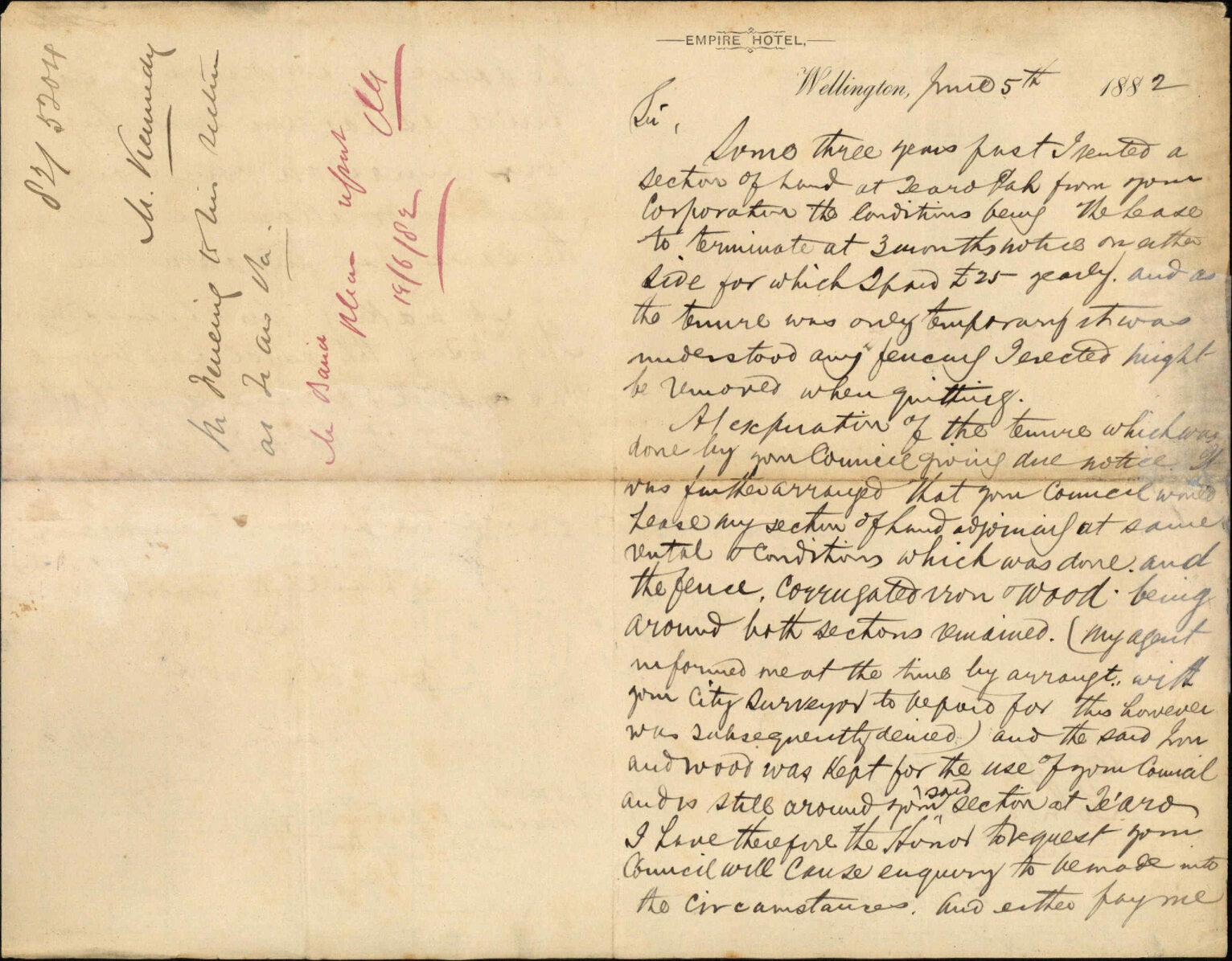 Fencing to his section at Te Aro Pah [Pa] - M Kennedy