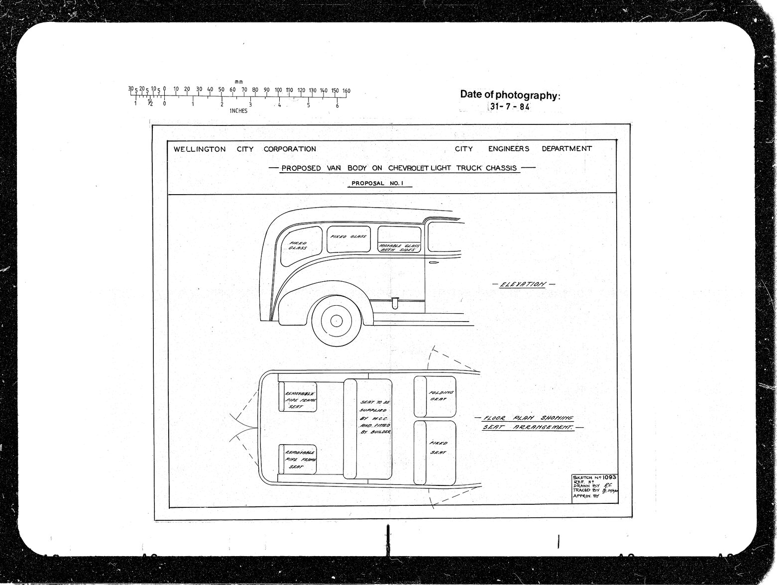 Corporation Yard, Proposed Van Body for Chevrolet Light Truck Chassis, Drawing 1, Proposal No. 1