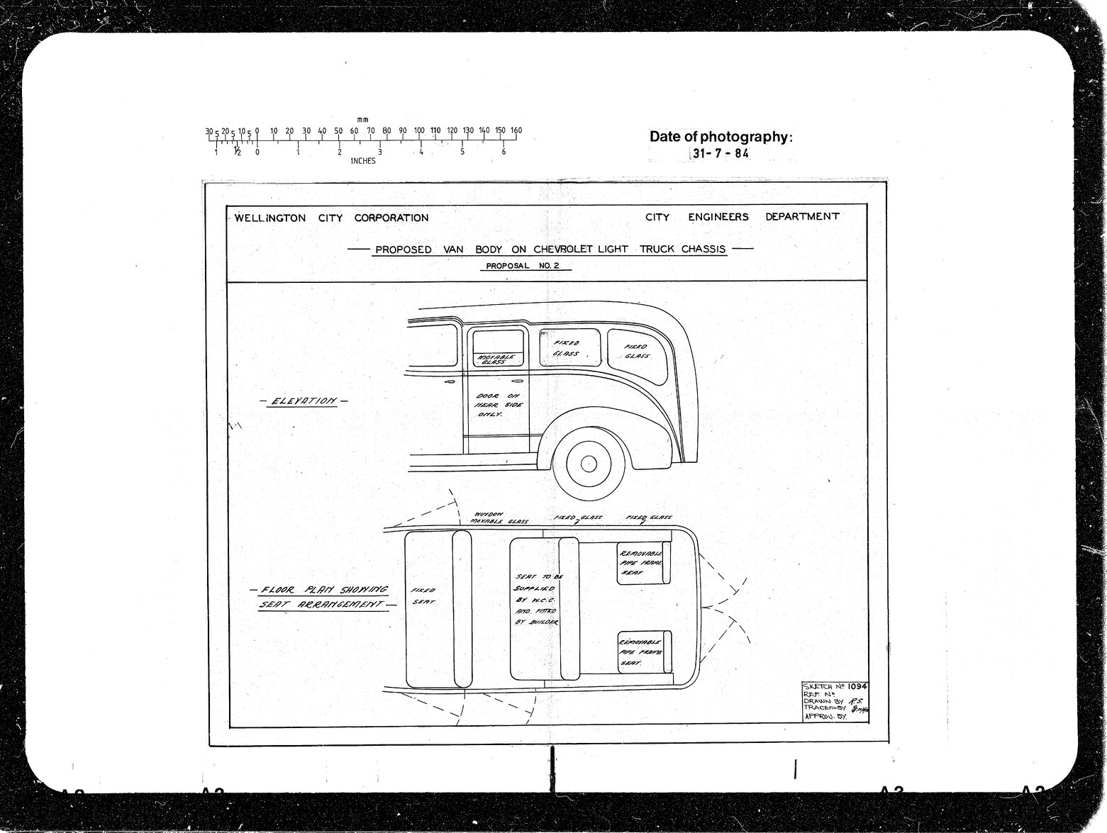 Corporation Yard, Proposed Van Body for Chevrolet Light Truck Chassis, Drawing 2, Proposal No. 2