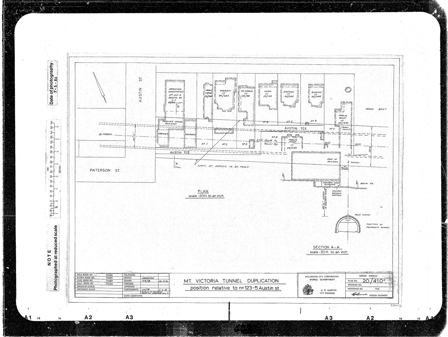 Mount Victoria Tunnel Duplication, Position Relative to Nos. 123 to 125 Austin Street