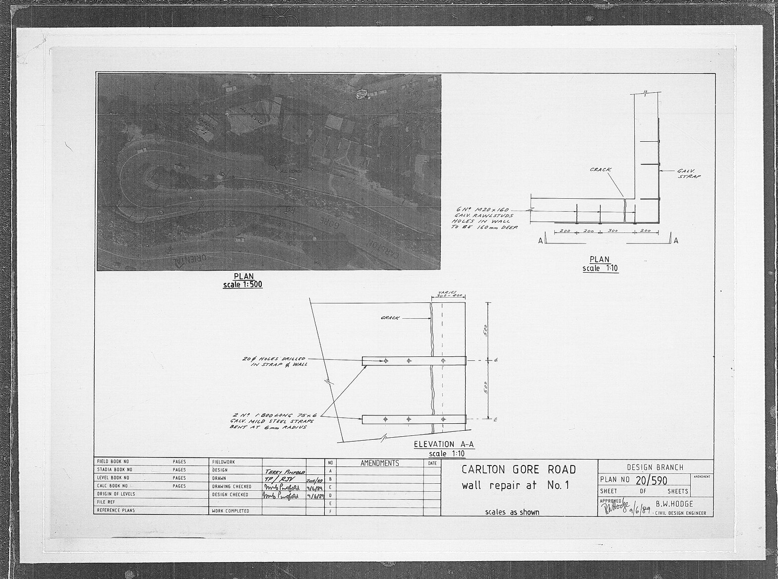 Carlton Gore Road, wall repair at No. 1
