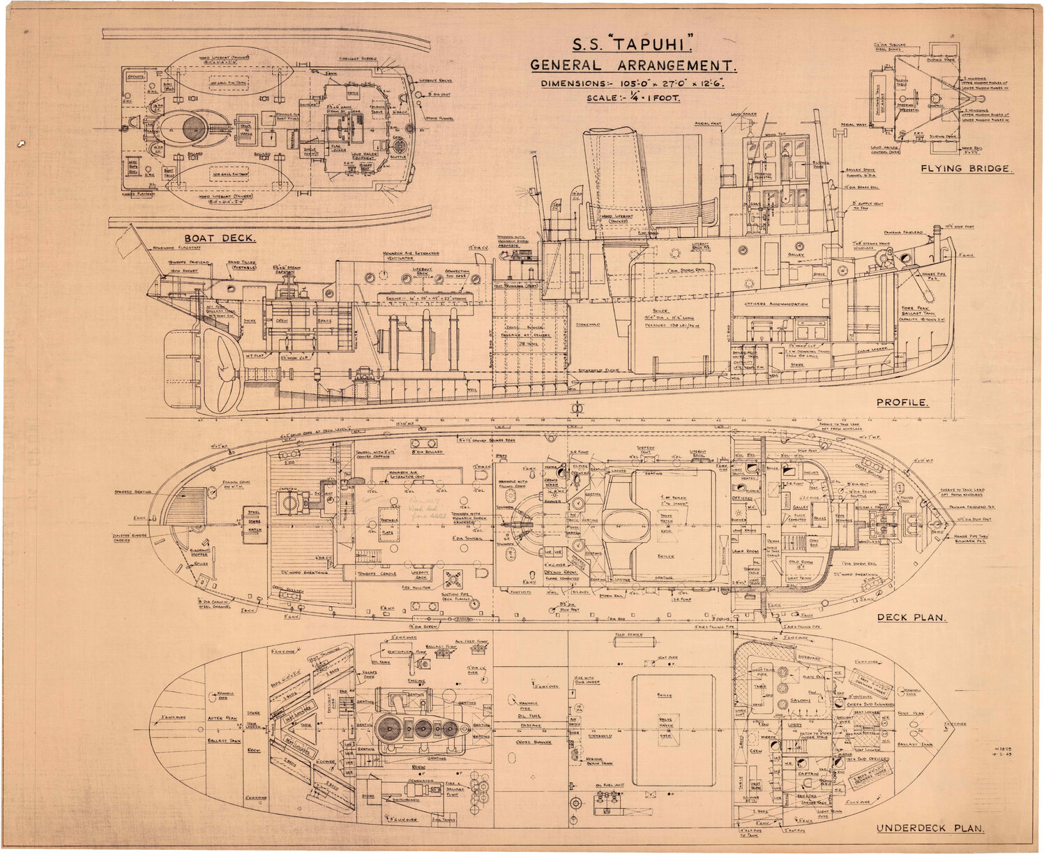 SS Tapuhi, general arrangement