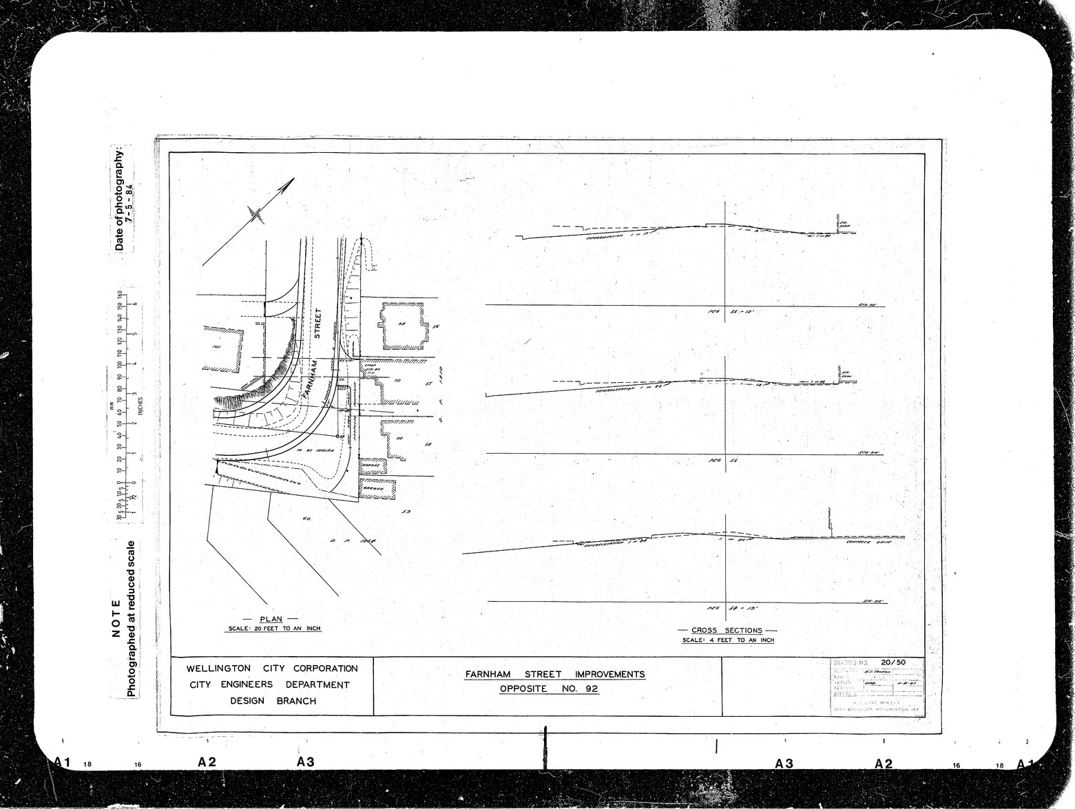 Farnham Street Improvements, opposite No. 92, Plan &amp; Cross Sections