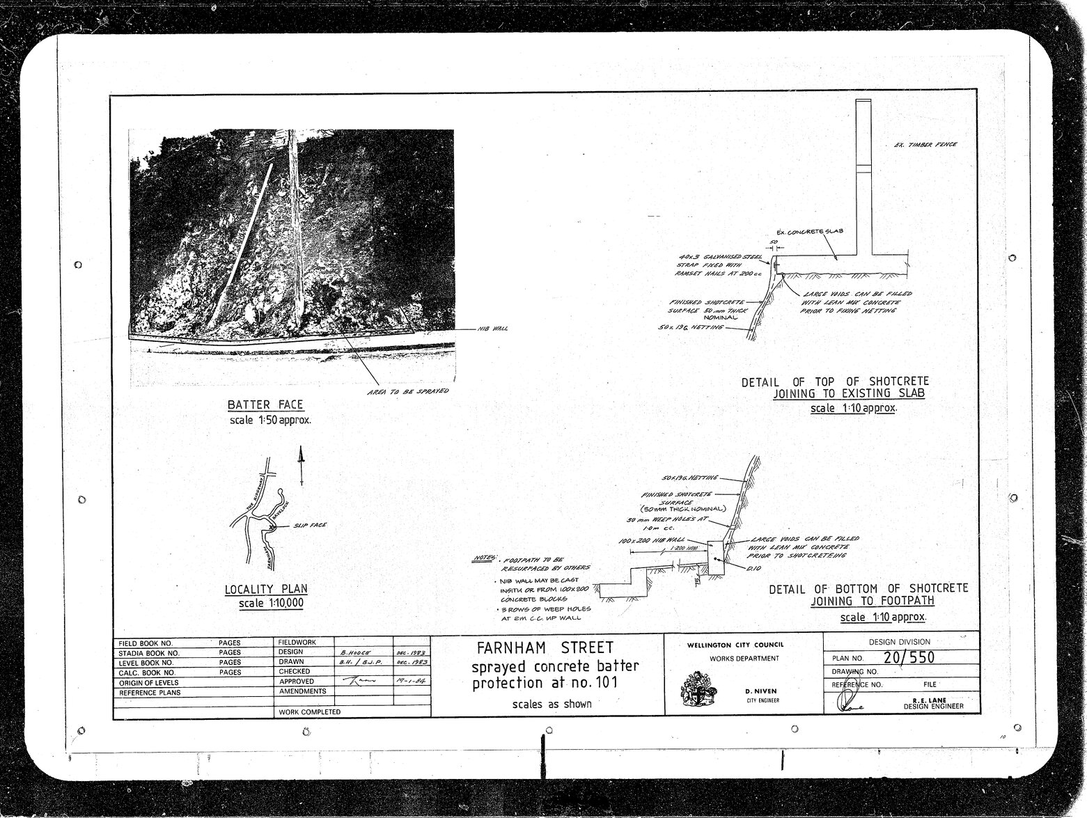 101 Farnham Street, Sprayed Concrete Batter Protection