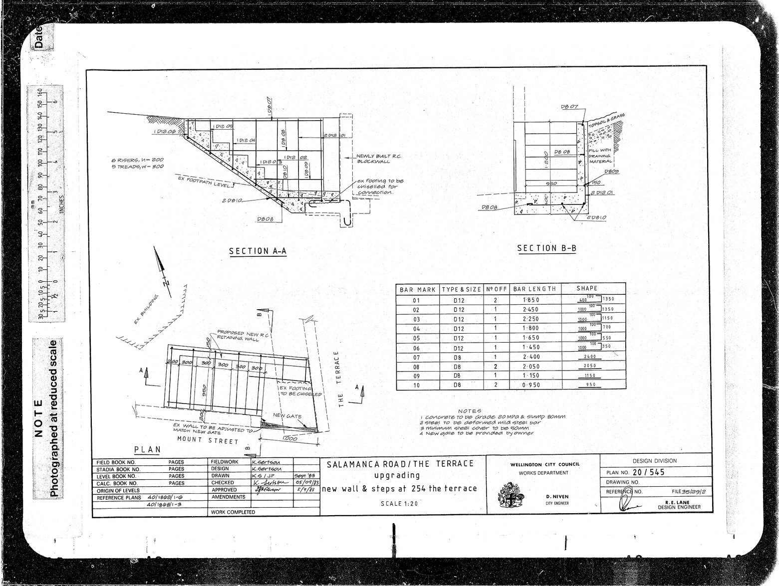 Salamanca Road and The Terrace Upgrading, New Wall and Steps, 254 The Terrace