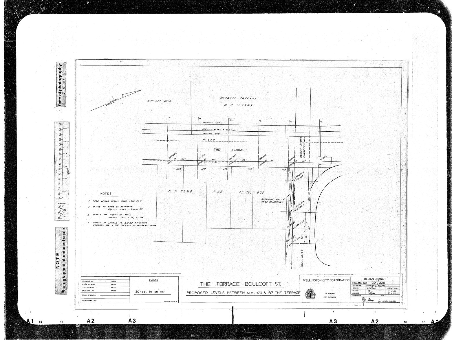 The Terrace, Boulcott Street, Proposed Levels between Nos.179 &amp; 187