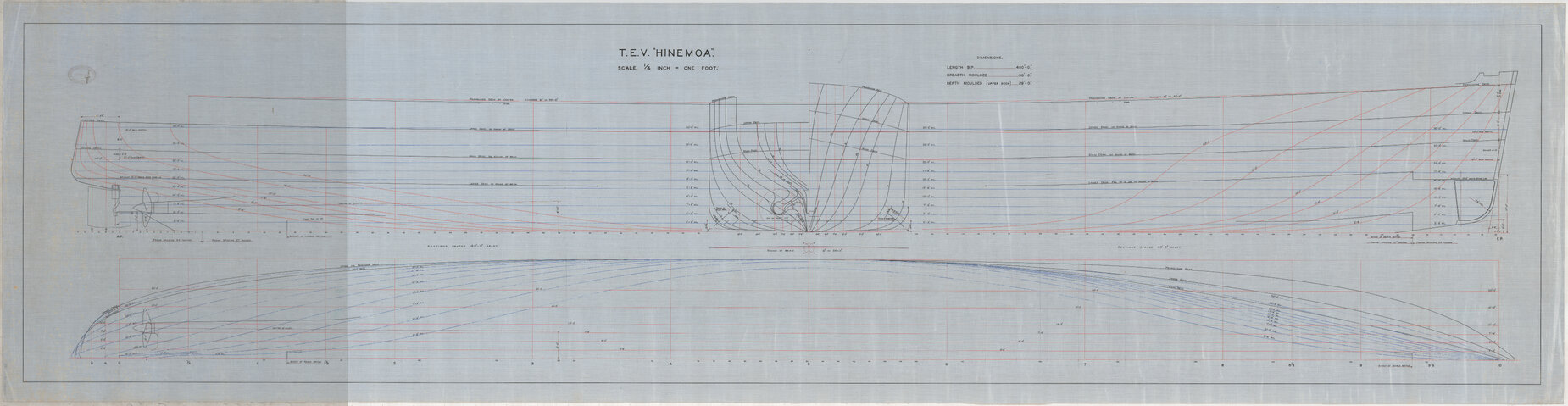 TEV Hinemoa, lines plan