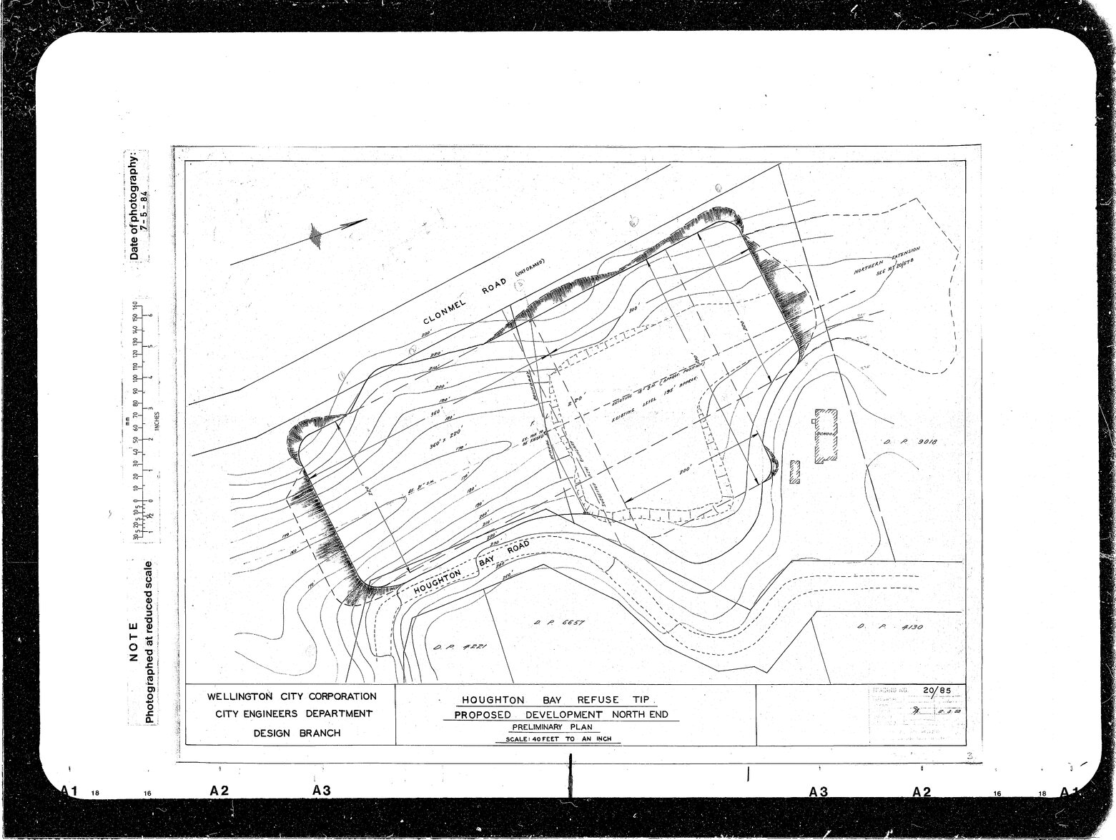 Houghton Bay Refuse Tip, Proposed Development North End, Preliminary Plan 40' = 1 inch, amendment of 20/55