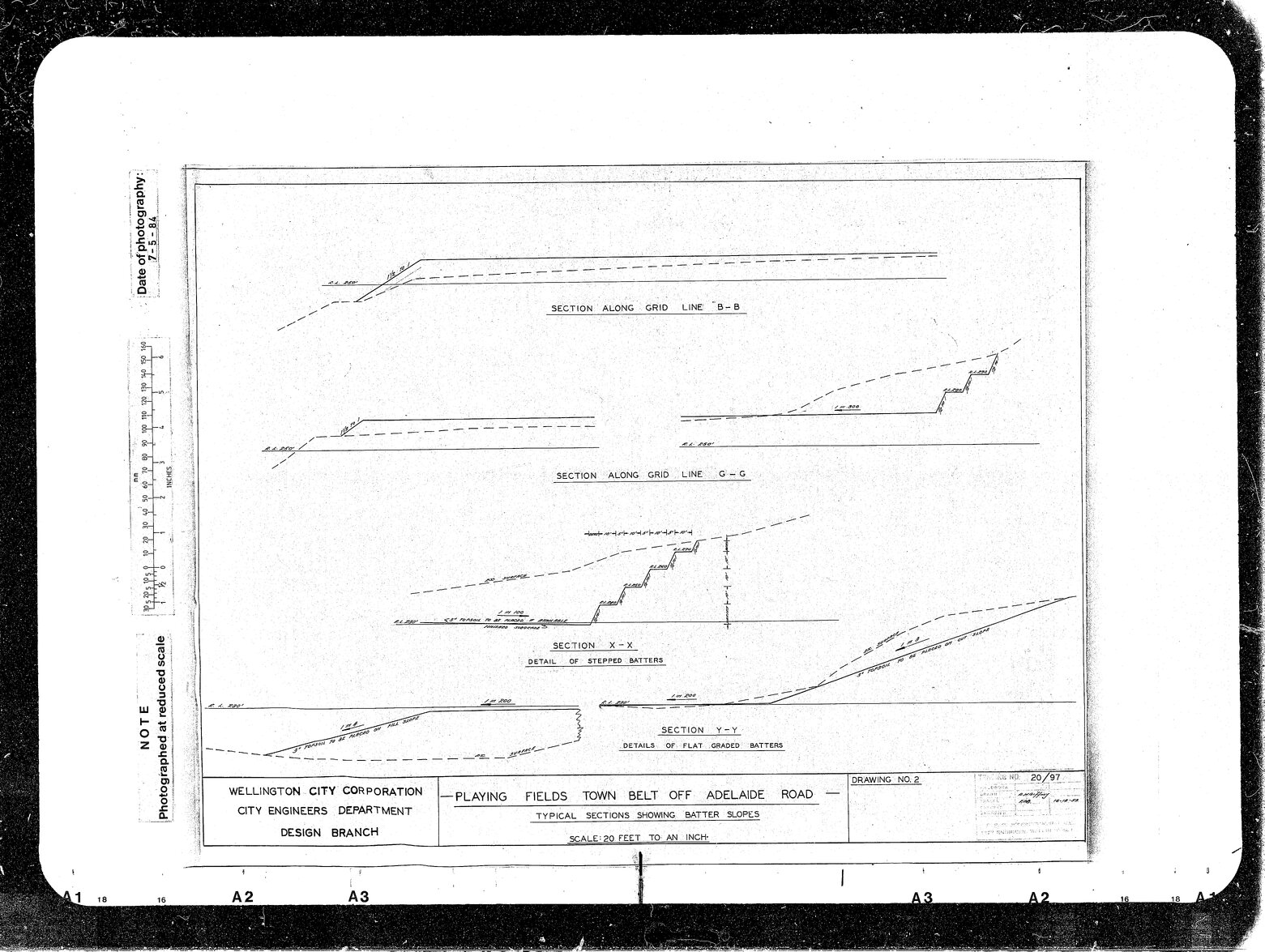 Playing Fields Town Belt off Adelaide Road, Cross Sections, Drawing 2