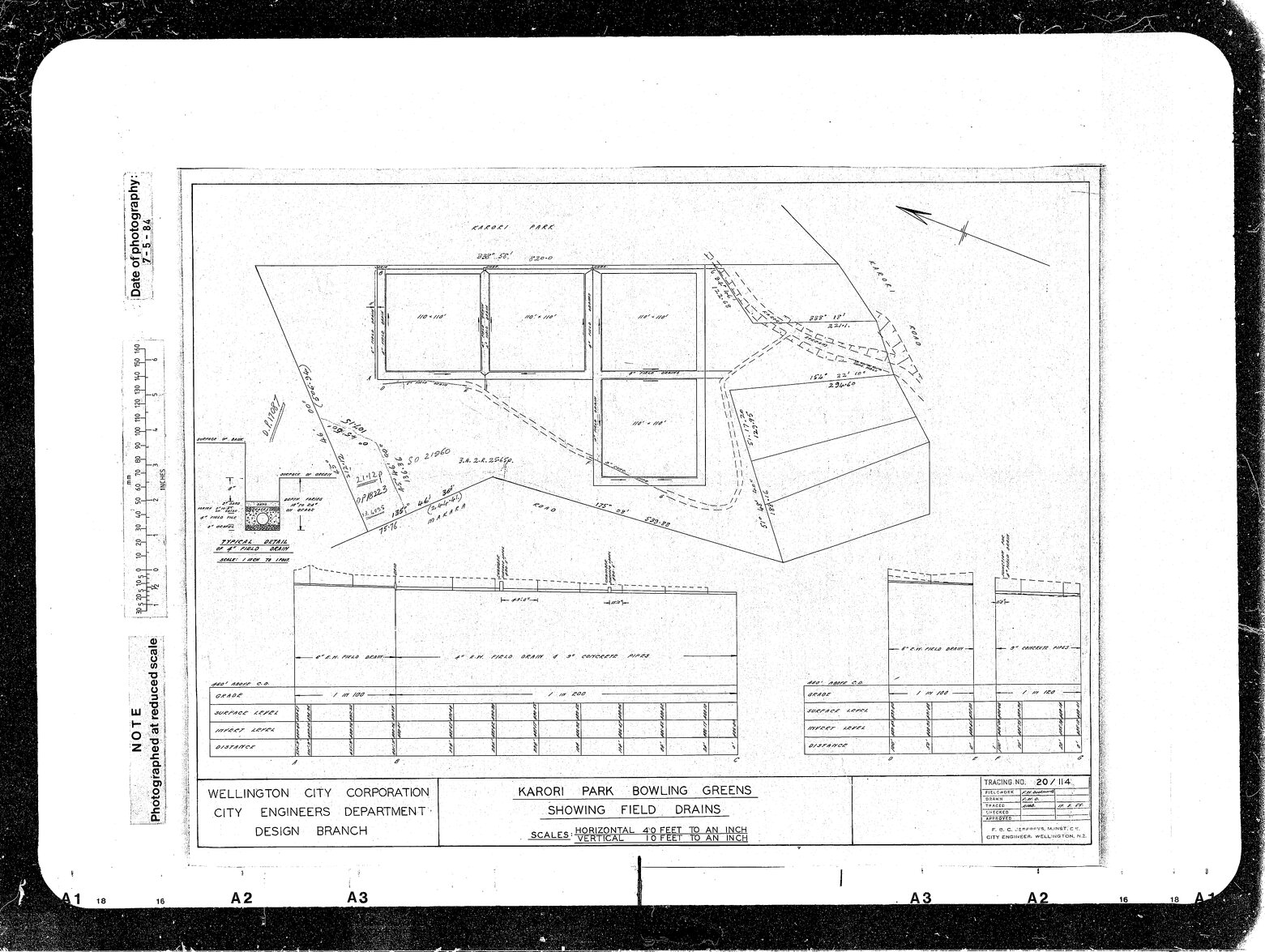 Karori Park Bowling Greens, Showing Drains