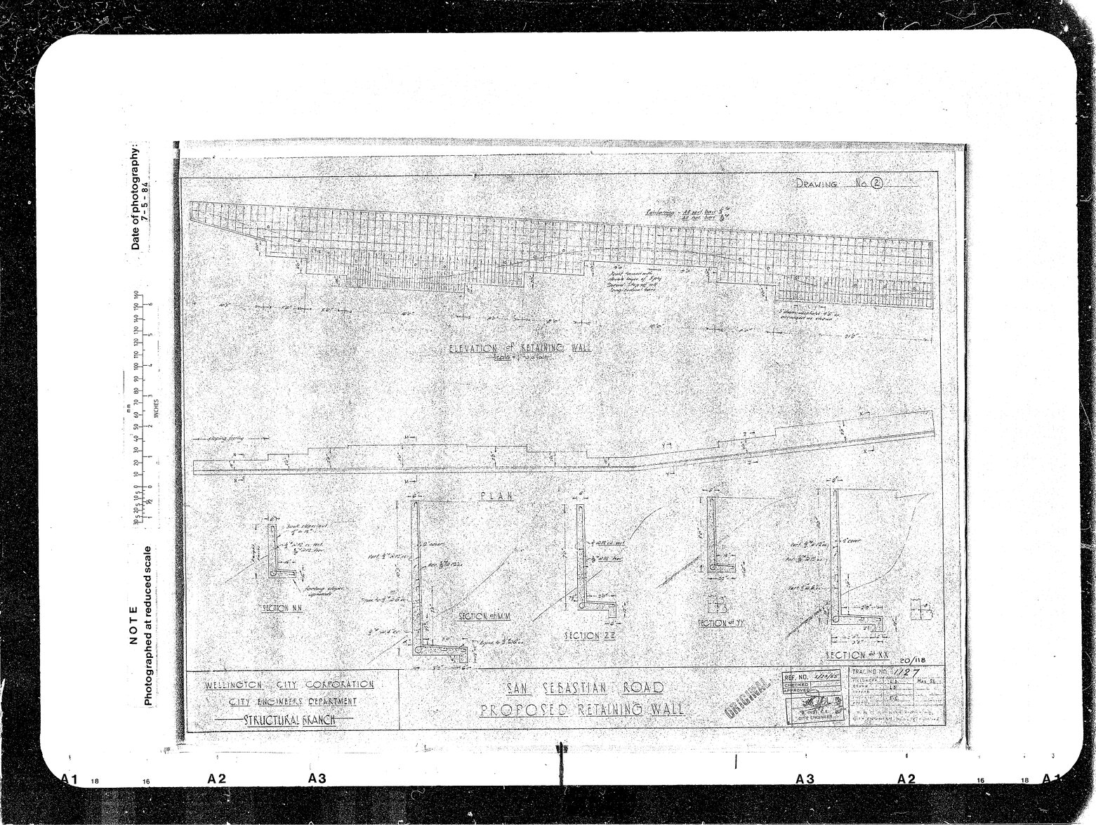 San Sebastian Road, Proposed Retaining Wall &amp; Breastwork Sections, Drawing 2