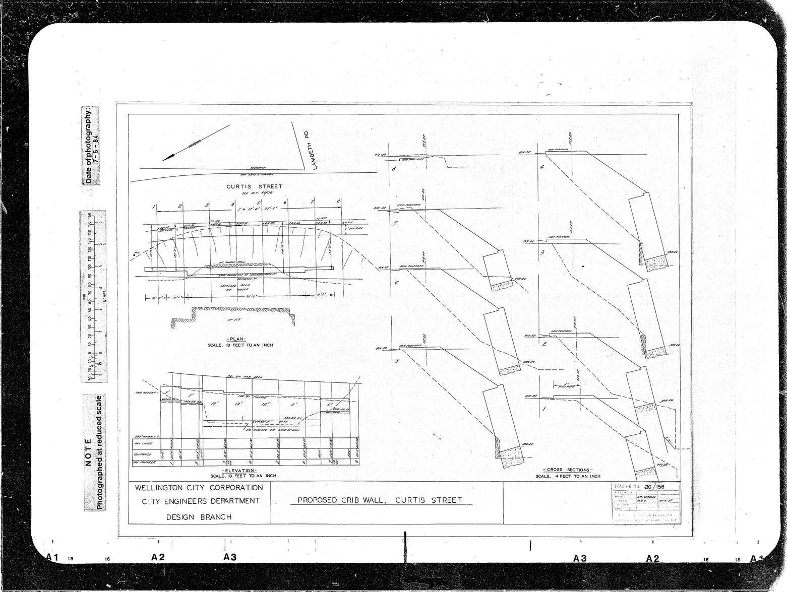 Curtis Street, Cross Sections of Proposed Crib Wall, near Lambeth Road