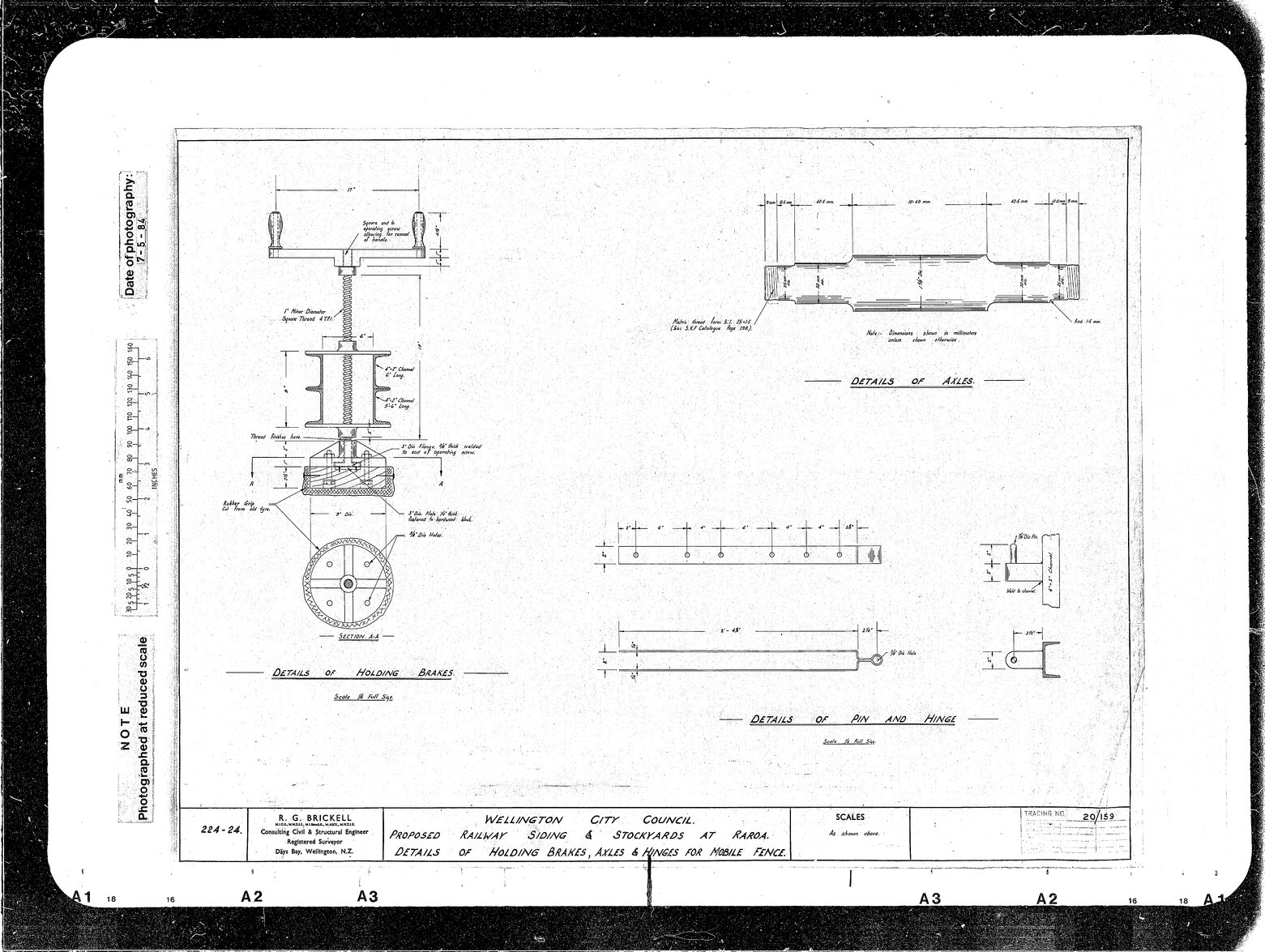 Raroa Stockyards &amp; Railway Siding, Details of Holding Brakes Axles &amp; Hinges for Mobile Fence 224-24