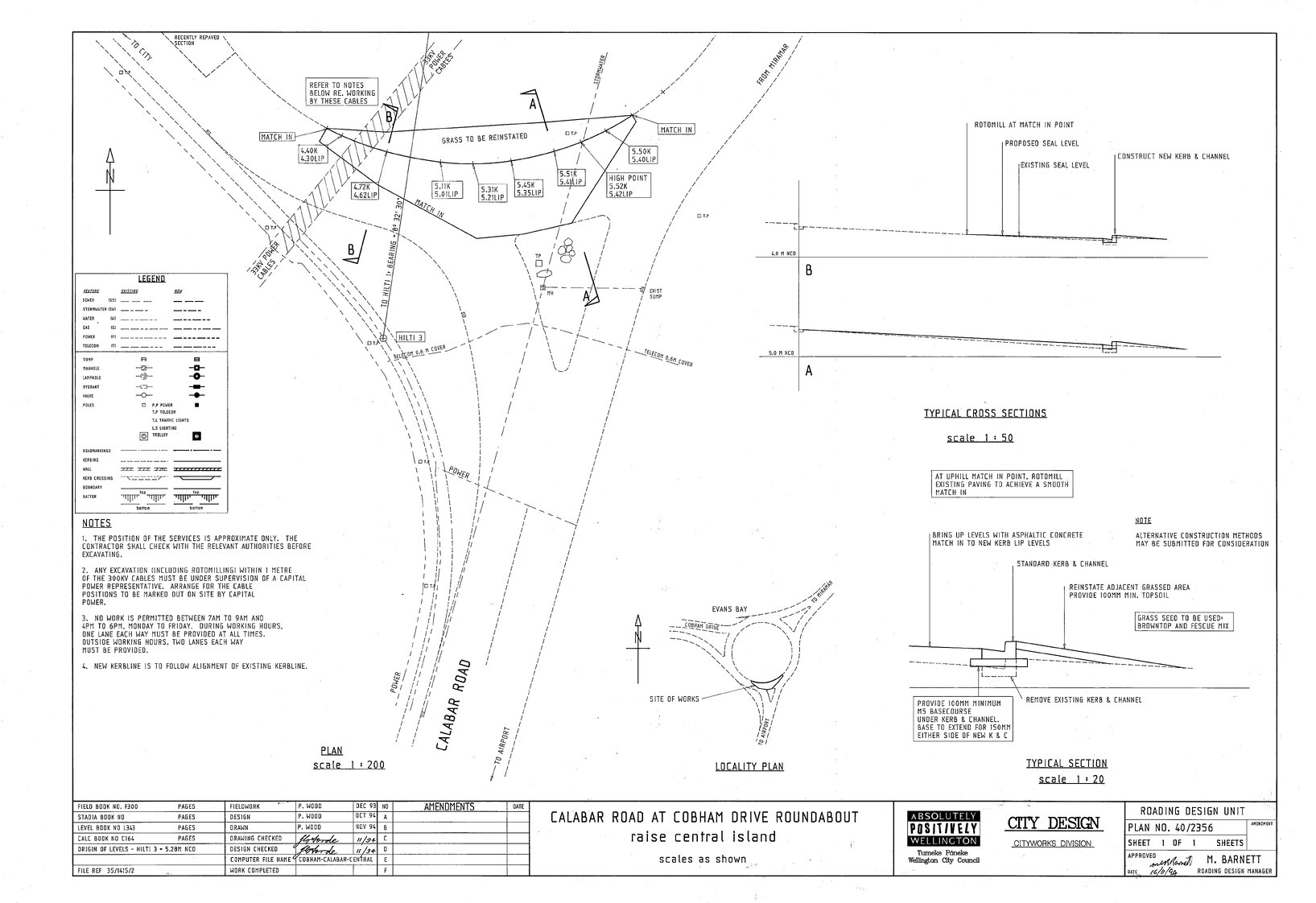 Calabar Road at Cobham Drive Roundabout, Raise Central Island